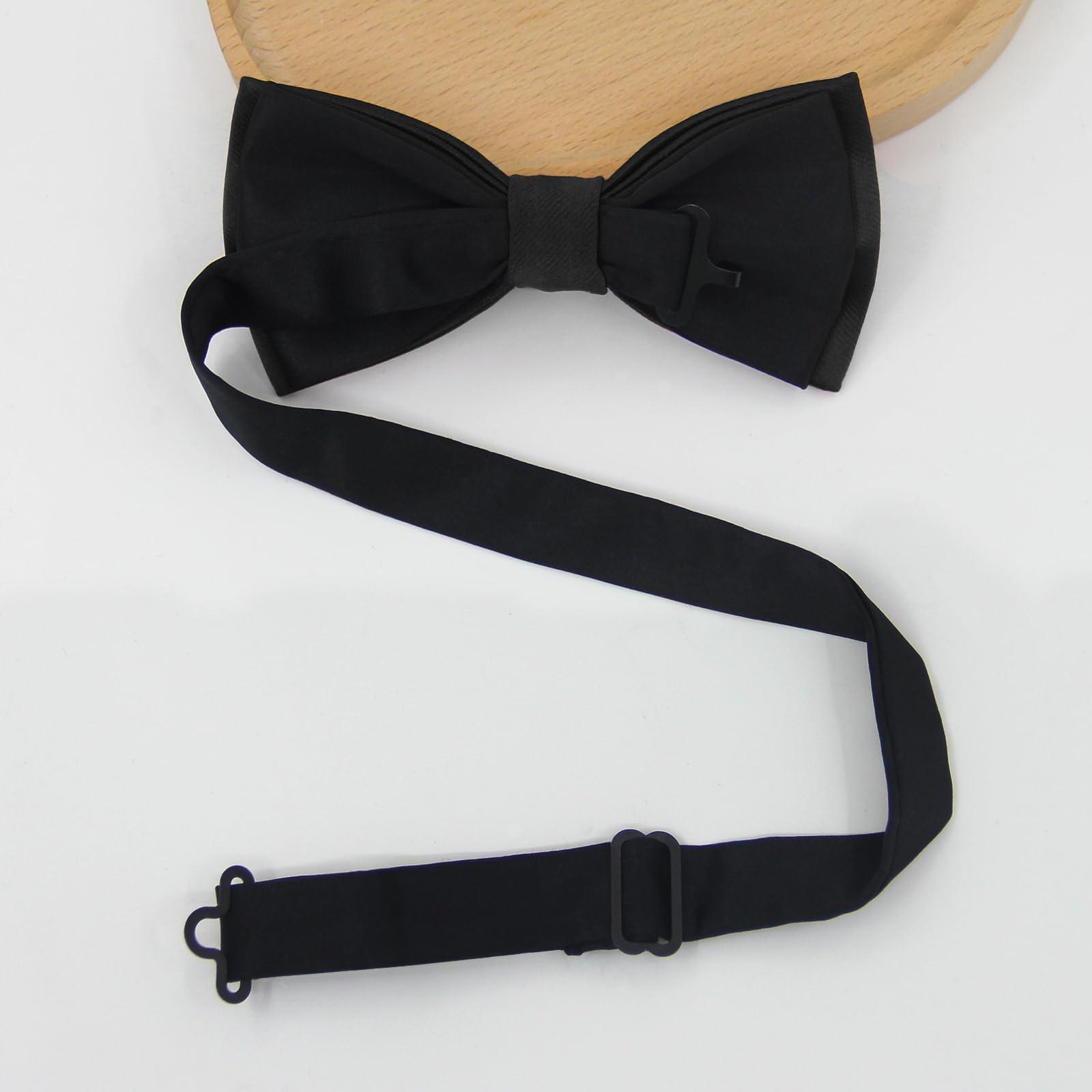 Luckyvestir Bow Ties for Men, Pre-Tied Bowtie Adjustable Black Mens Tie for Shirts Vests Tuxedos Suits Party Graduation Gifts - Image 2