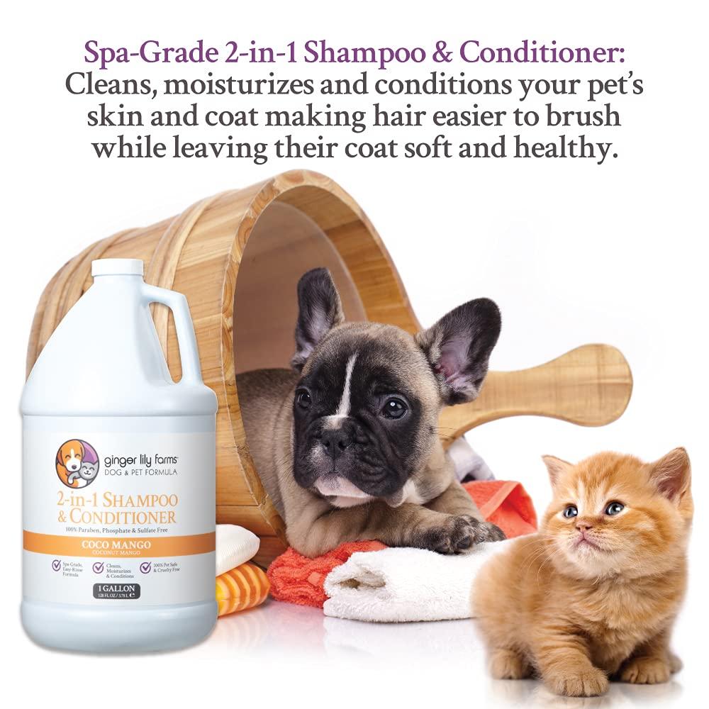 Ginger Lily Farms Dog & Pet Formula 2-in-1 Shampoo & Conditioner, 100% Vegan & Cruelty-Free, Coco Mango, 1 Gallon Refill (128 fl oz) - Image 7