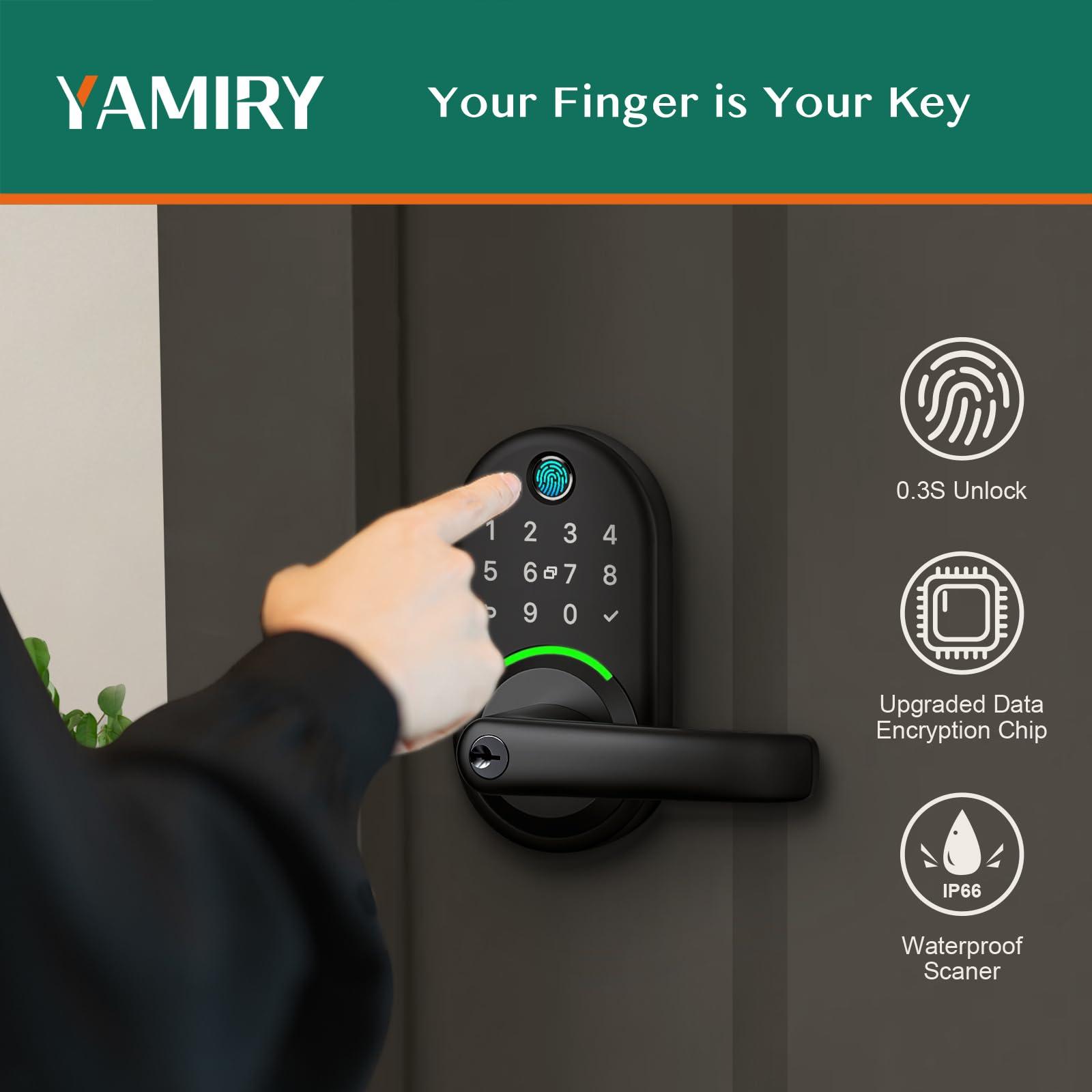 Smart Door Handle Lock with Keypad: Yamiry Fingerprint Smart Knob - Keyless Entry Digital Lock for Front Door - Deadbolt with APP - Generate Passcode Remotely - DIY Installation - Image 3