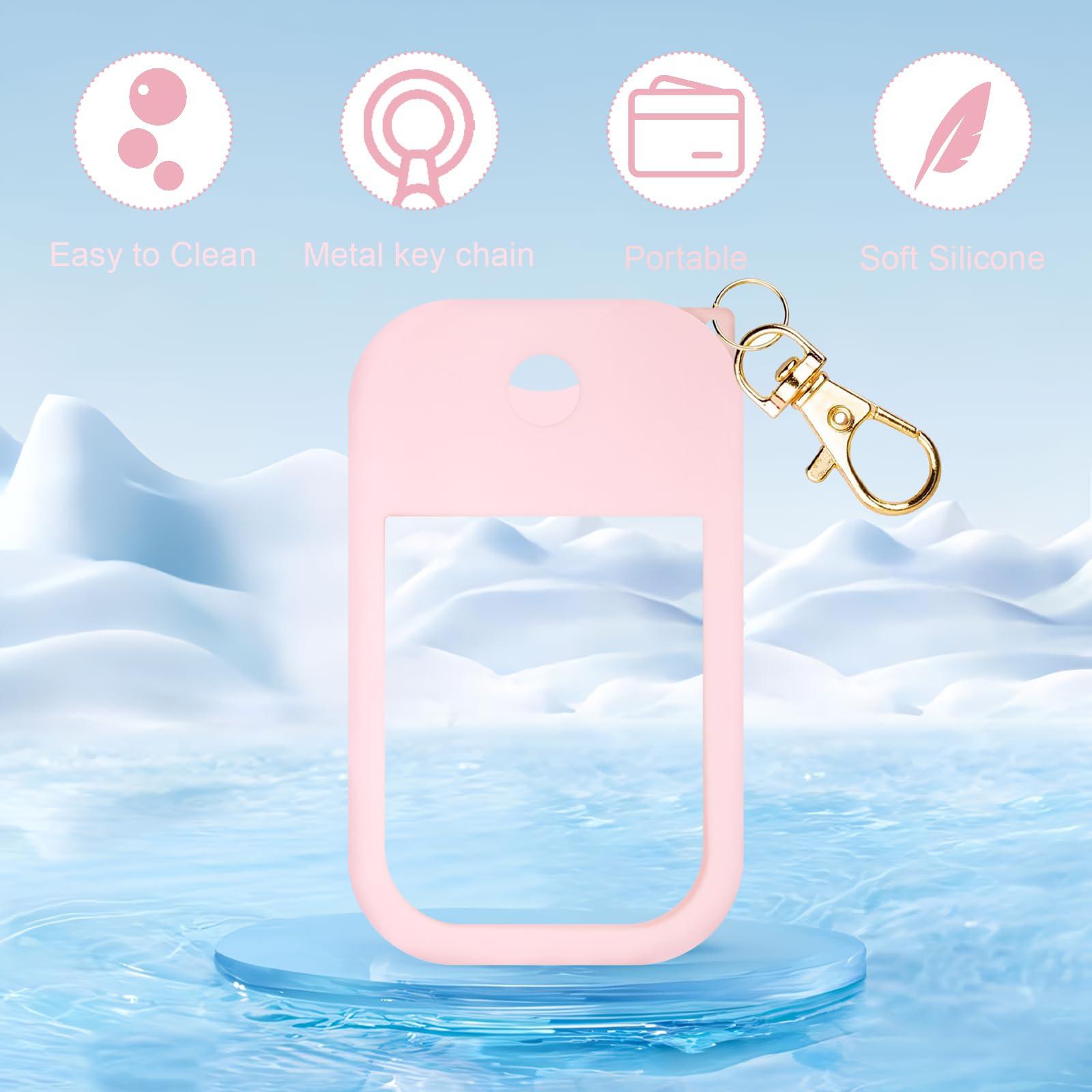 ZERCEJC Silicone Case Compatible with Touchland Hand Sanitizer Spray，Power Mist and Glow Mist 1 fl Oz Protective Case with Key Chain for Touchland Hand Sanitizer Spray Accessory (Pink) - Image 3