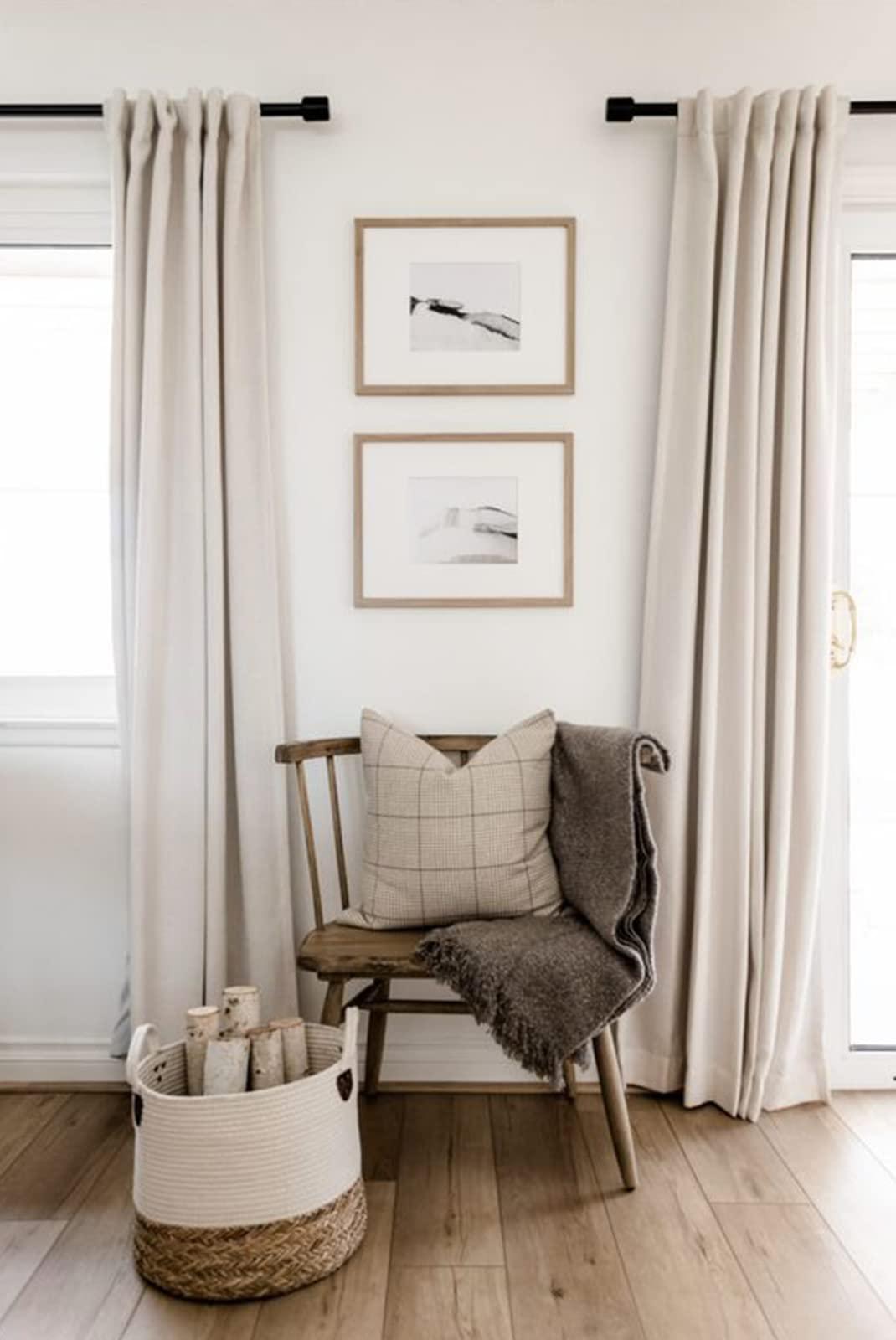100% Blackout Shield Linen Blackout Curtains for Bedroom 108 Inches Long, Back Tab/Rod Pocket Living Room Drapes, Thermal Insulated Blackout Curtains 2 Panels Set, 50" W x 108" L,Cream - Image 6