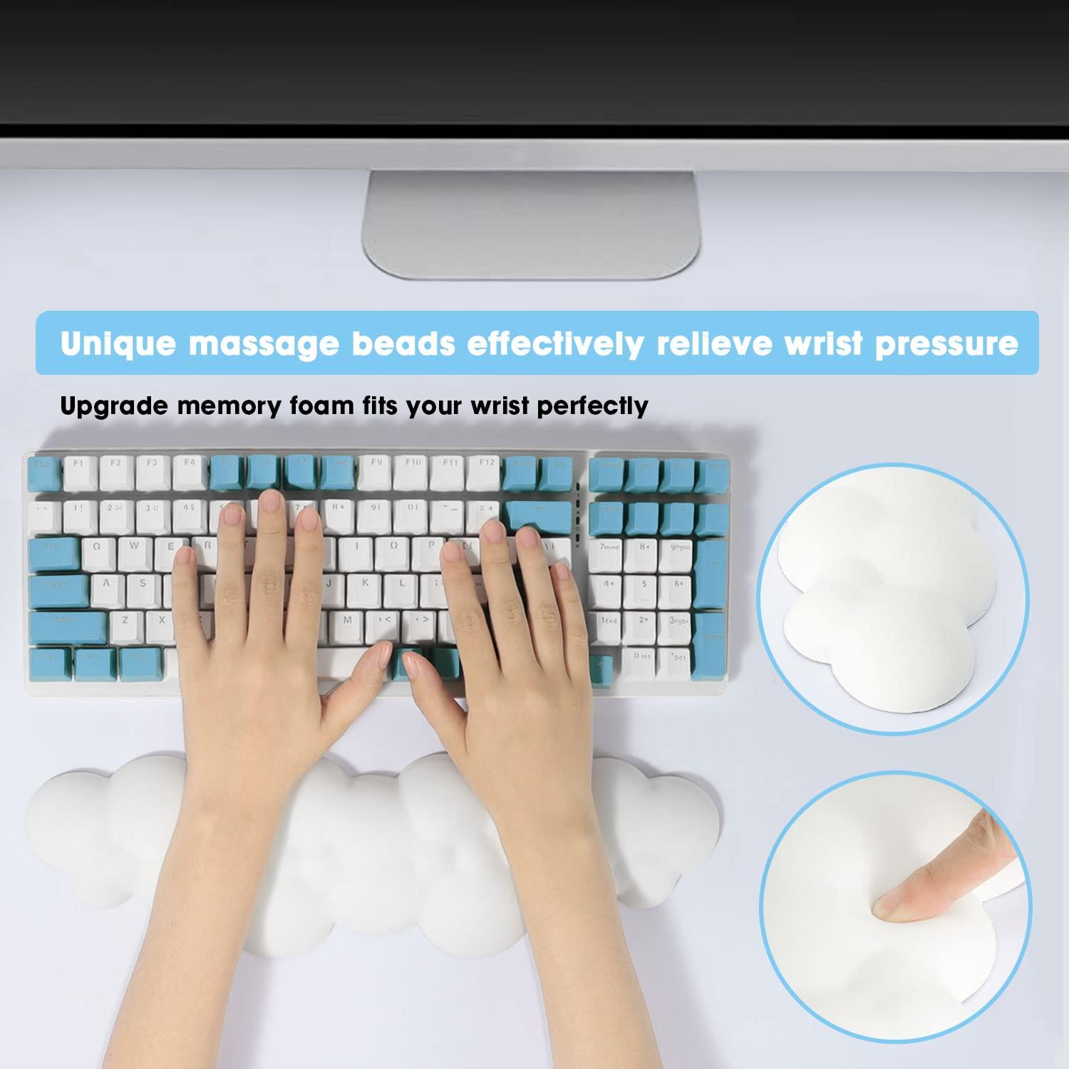 ATTACK SHARK Cloud Mouse Pad Wrist Support and Keyboard Wrist Rest,Ergonomic Design for Typing Pain Relief,Memory Foam Wrist Rest Leather Cup Coaster for Desk,Office,Computer Laptop,Mac(White) - Image 7