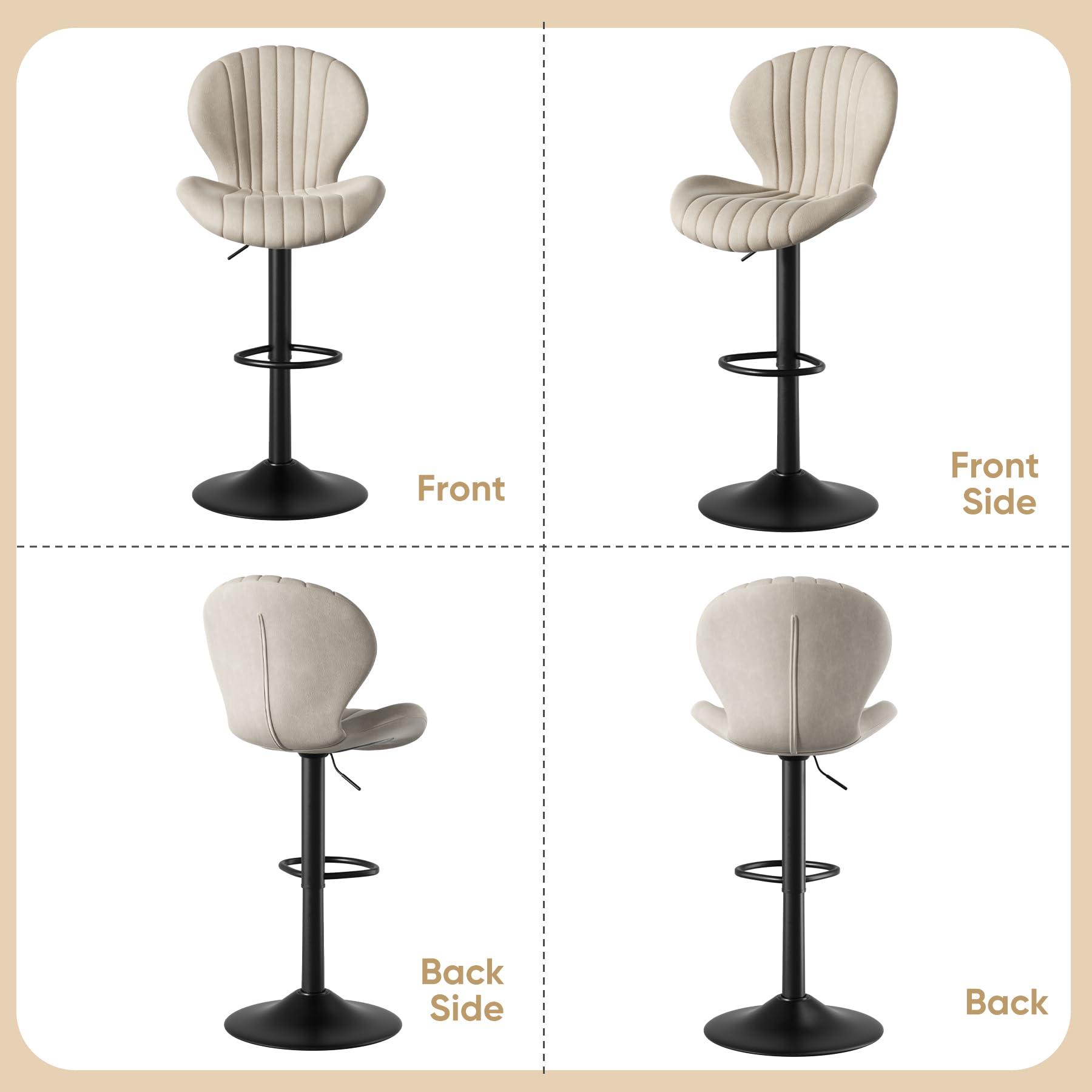 Nalupatio Bar Stools Set of 2 Modern Swivel Bar Chairs, Barstools Counter Height with High Backrest, Easy 3-5 Minute Assembly for Bar, Kitchen, Dining Room Beige - Image 6