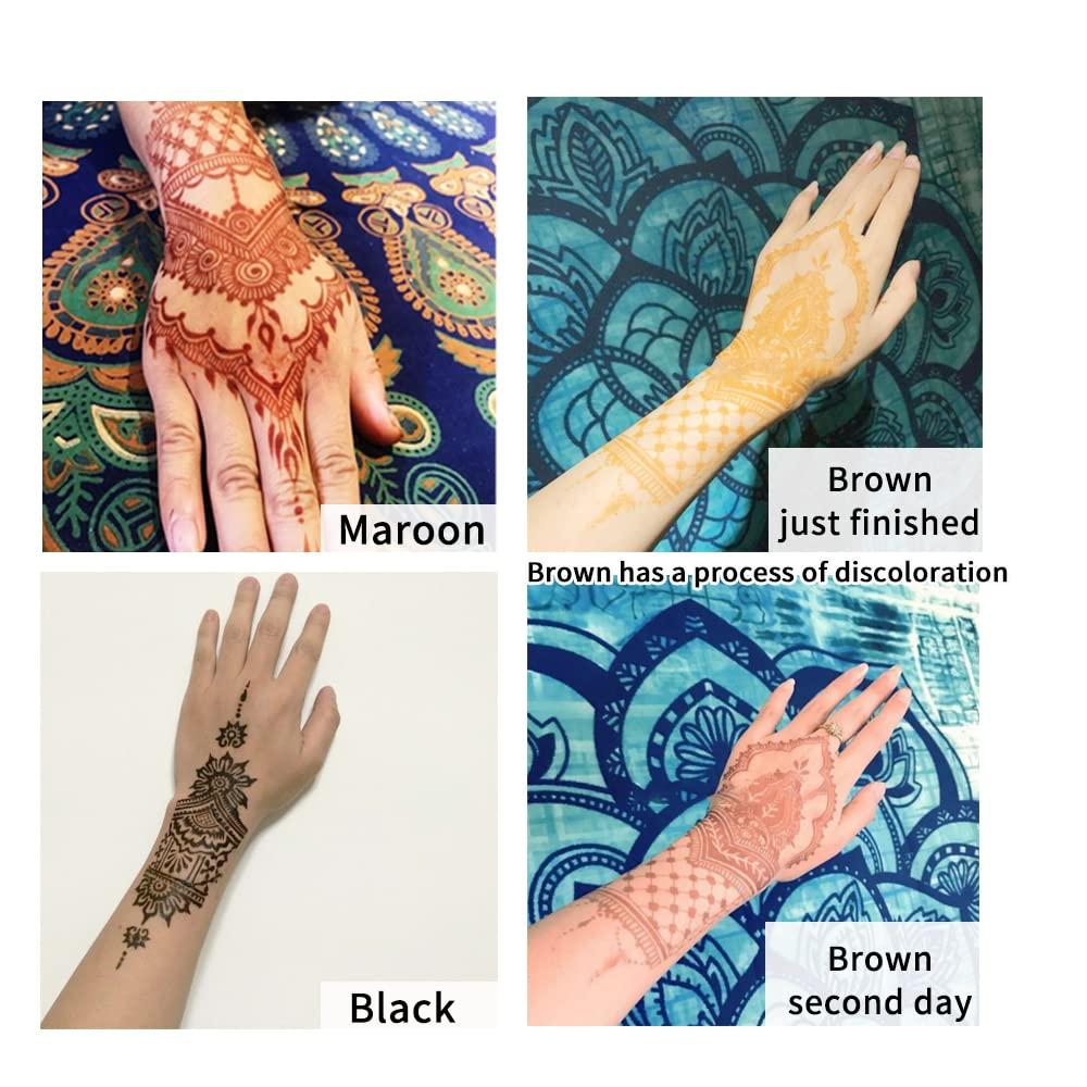 11 Sheets total 84 Tattoo Patterns, 6 Pcs 3 Color (Brown Black Maroon) Temporary Tattoo Kit, Tattoo Stencils Kit - Image 4