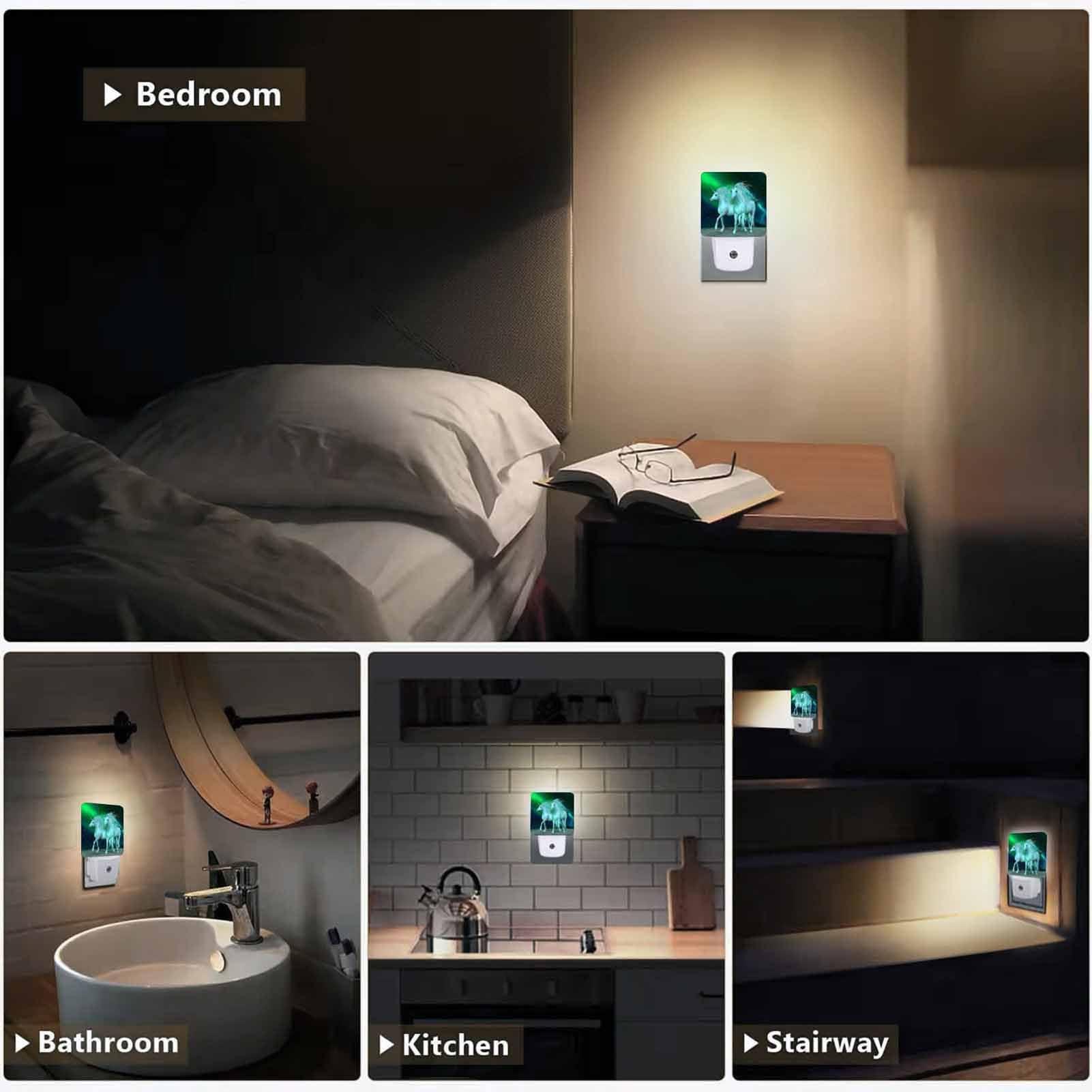 Chrobak LED Night Light,Northern Lights White Unicorns LED Night Light Plug into Wall with Dusk to Dawn Light Sensor White Energy Efficient Nightlight for Bedroom Bathroom Hallway Living Room Kitchen - Image 6