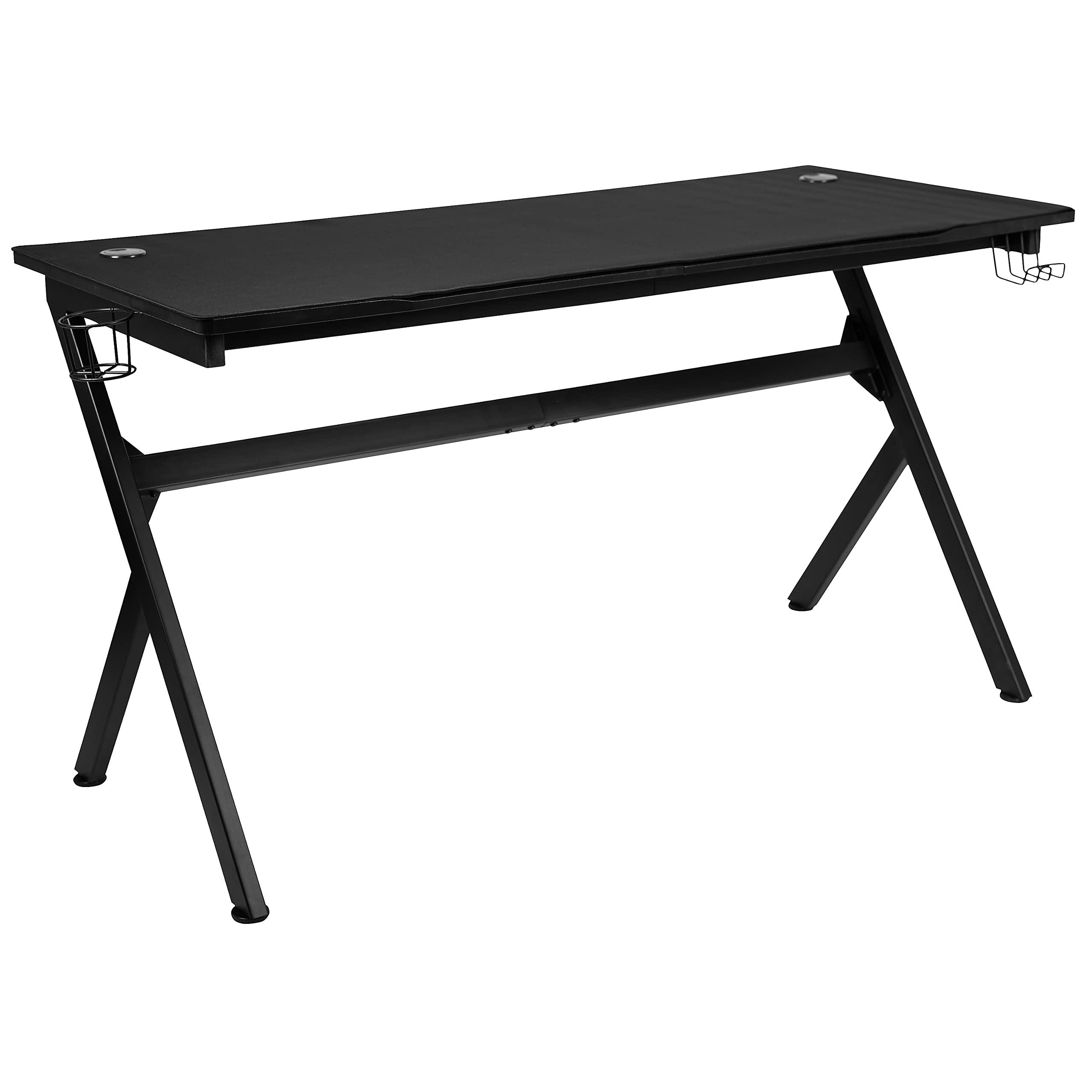 Flash Furniture Duncan 55" x 24" Extra Large Gaming Desk with Headphone Hook and Cup Holder - Free Mouse Pad