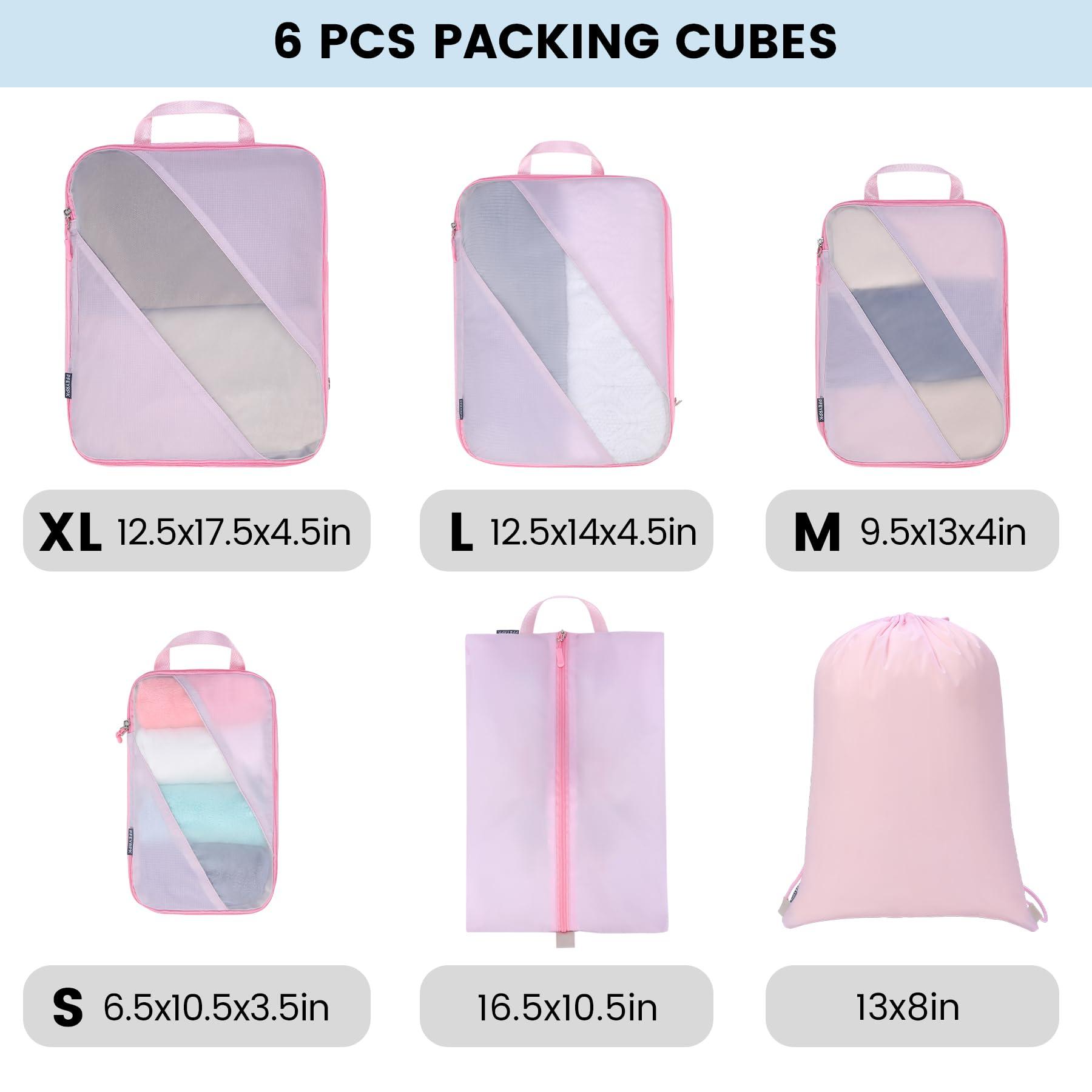 PFEYRPK Compression Packing Cubes Set of 6, Travel Luggage Organizer for Suitcase, Packing Organizers for Travel Accessories, Breathable See Through Mesh, Durable Lightweight with Shoe Bags - Image 3