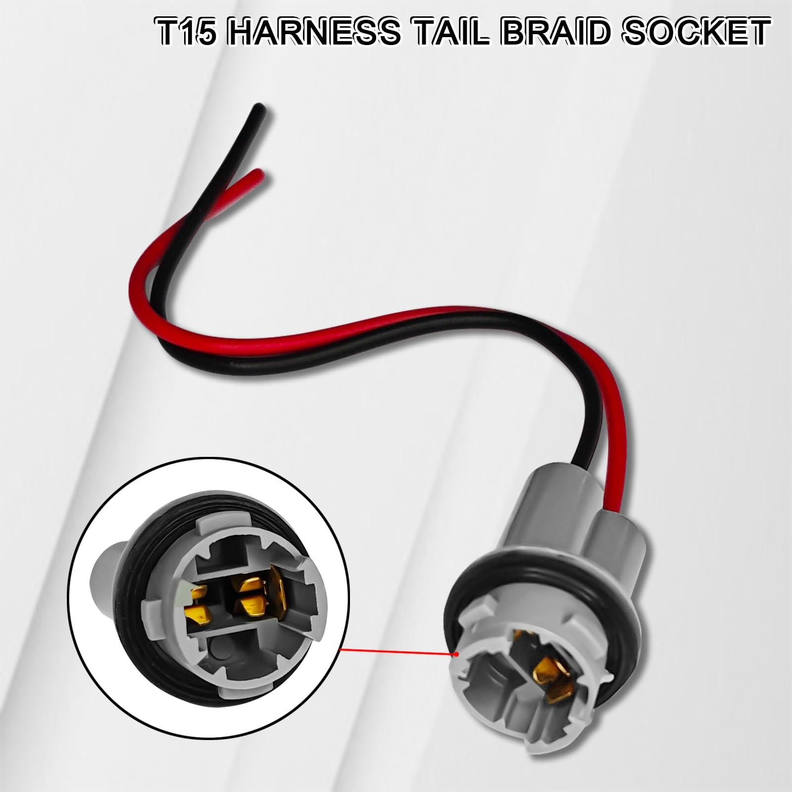 Hirificing 2PCS T15 Harness Pigtail Socket, 194 Bulb Socket Tail Light Wire Wiring Harness T10 T13 T15 Turn Signal Brake Side Marker Light Bulb Adapter Cable Harness Connector for GM Chevrolet (Grey) - Image 3