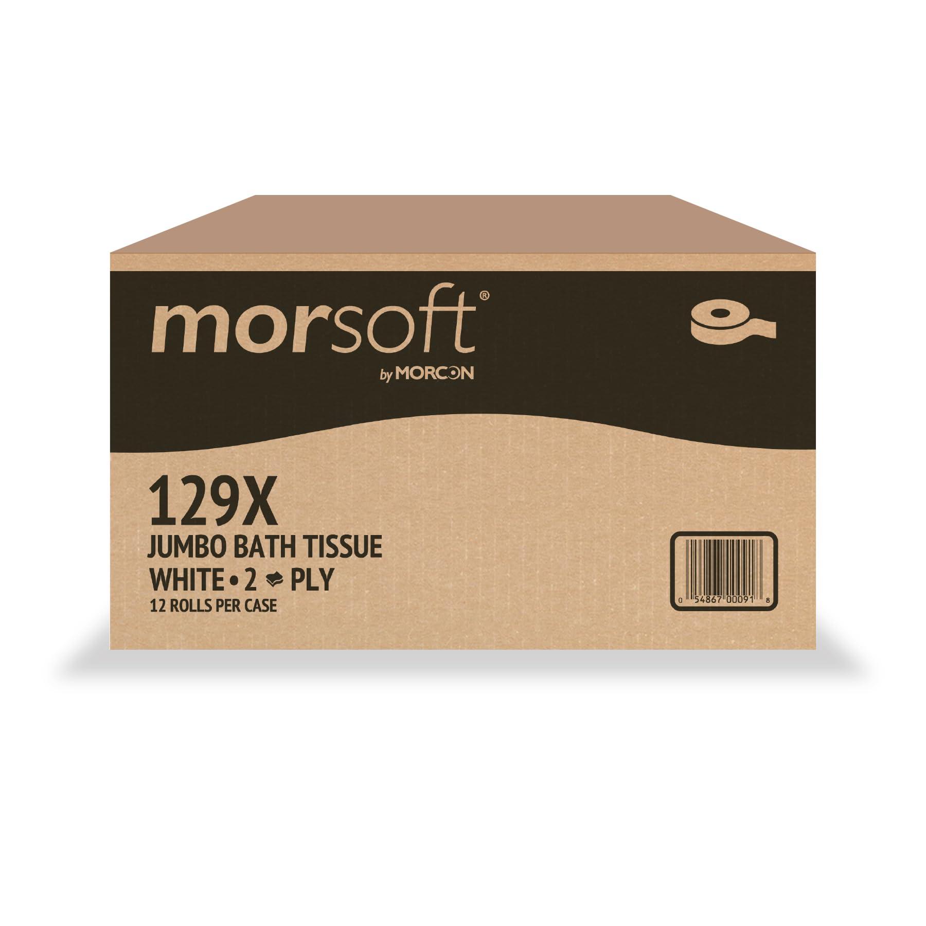 Morsoft by Morcon Jumbo Toilet Paper Rolls, 12 Rolls/Carton, 2-Ply, 100% Recycled Fibers, Soft and Absorbent, Fits in Jumbo Tissue Dispensers, Commercial Toilet Paper - Image 2