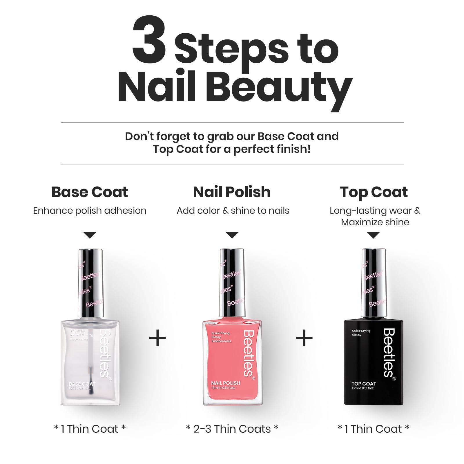 Beetles Nail Polish Set Heartbeat-6 Colors Hot Pink White Jelly Nude Pink Nail Polish Set Shimmer Pearl Quick Dry Finger Nail Polish DIY Nail Art Salon Home Gift for Women & Girls - Image 7
