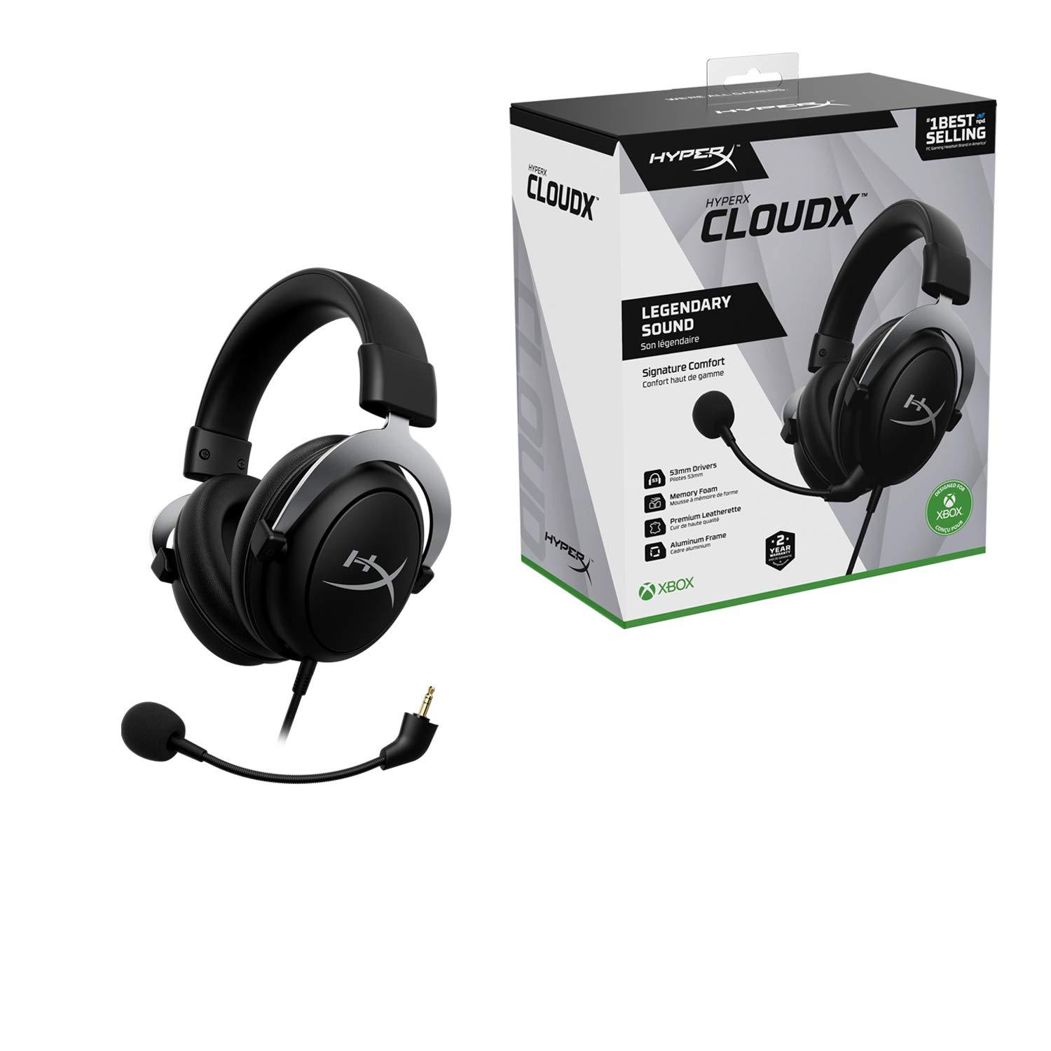 HyperX CloudX, Official Xbox Licensed Gaming Headset, Compatible with Xbox One and Series X|S, Memory Foam Ear Cushions, Detachable Noise-Cancelling Mic, in-line Audio Controls,Black/ Silver - Image 6