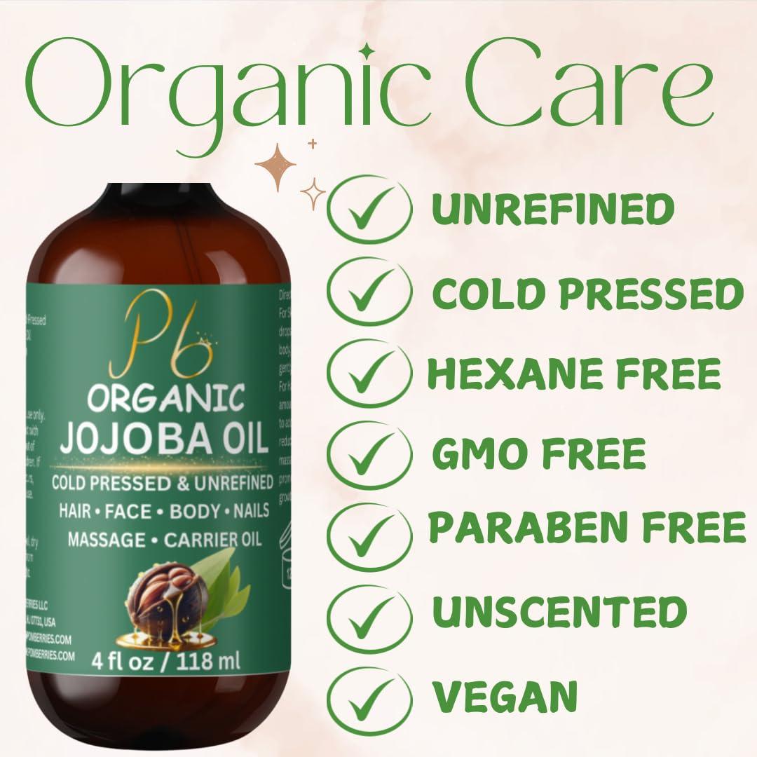 Organic Jojoba Oil – 100% Pure, Cold-Pressed & Unrefined | Hexane-Free Golden Jojoba Oil for Hair, Skin & Nails | Hydrating Body Oil, Supports Youthful Glow & Smooth Texture | 4 fl oz - Image 3
