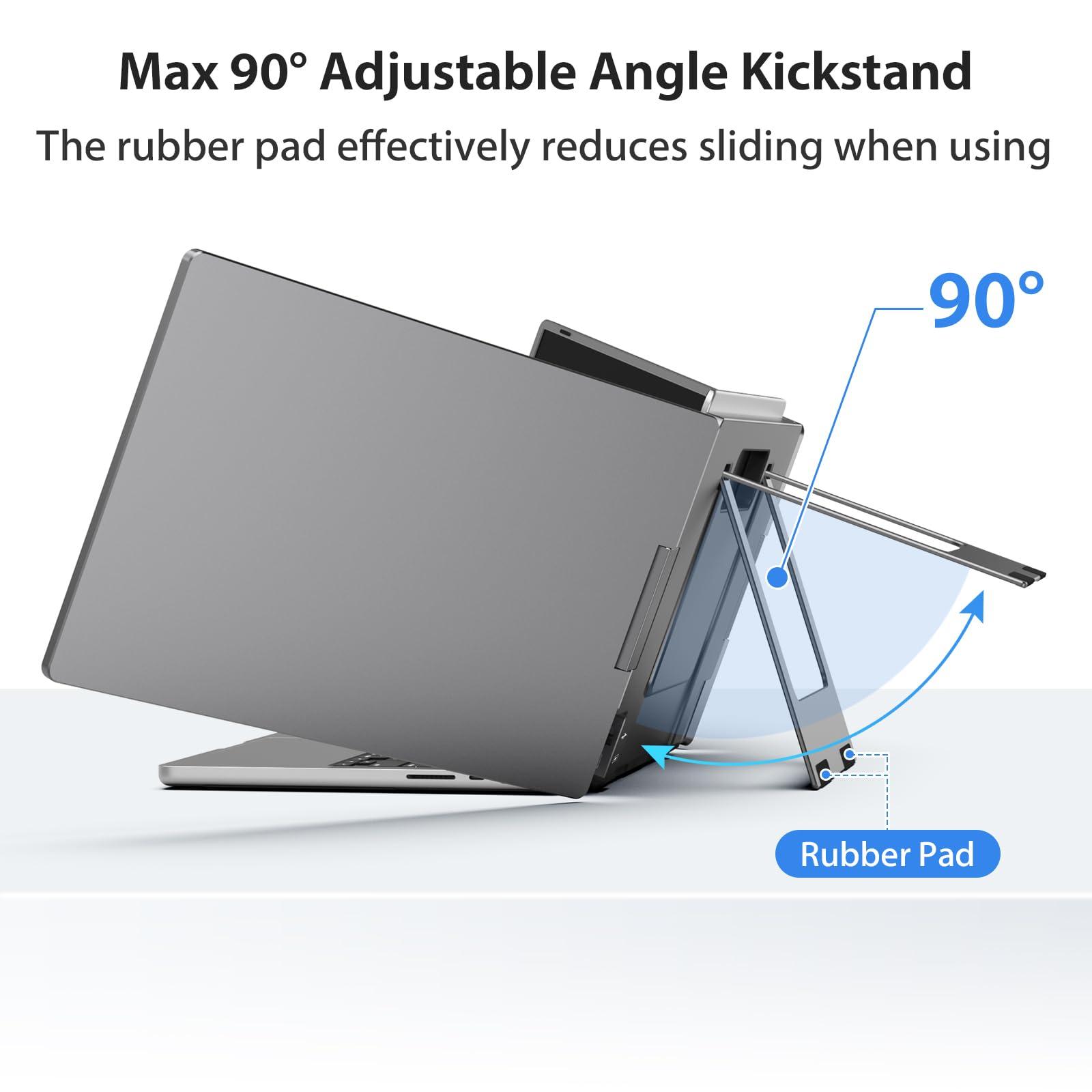 KYY Triple Laptop Screen Extender, 14" 1080P FHD IPS Dual Portable Extended Monitor, USB C Travel for 12-16'' Laptop, 210°Rotation & Kickstand, Plug and Play, X90 (Windows Only) - Image 6