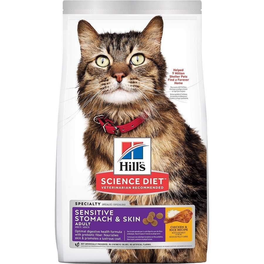 Hill's Science Diet Sensitive Stomach & Skin, Adult 1-6, Stomach & Skin Sensitivity Support, Dry Cat Food, Chicken & Rice, 7 lb Bag - Image 5