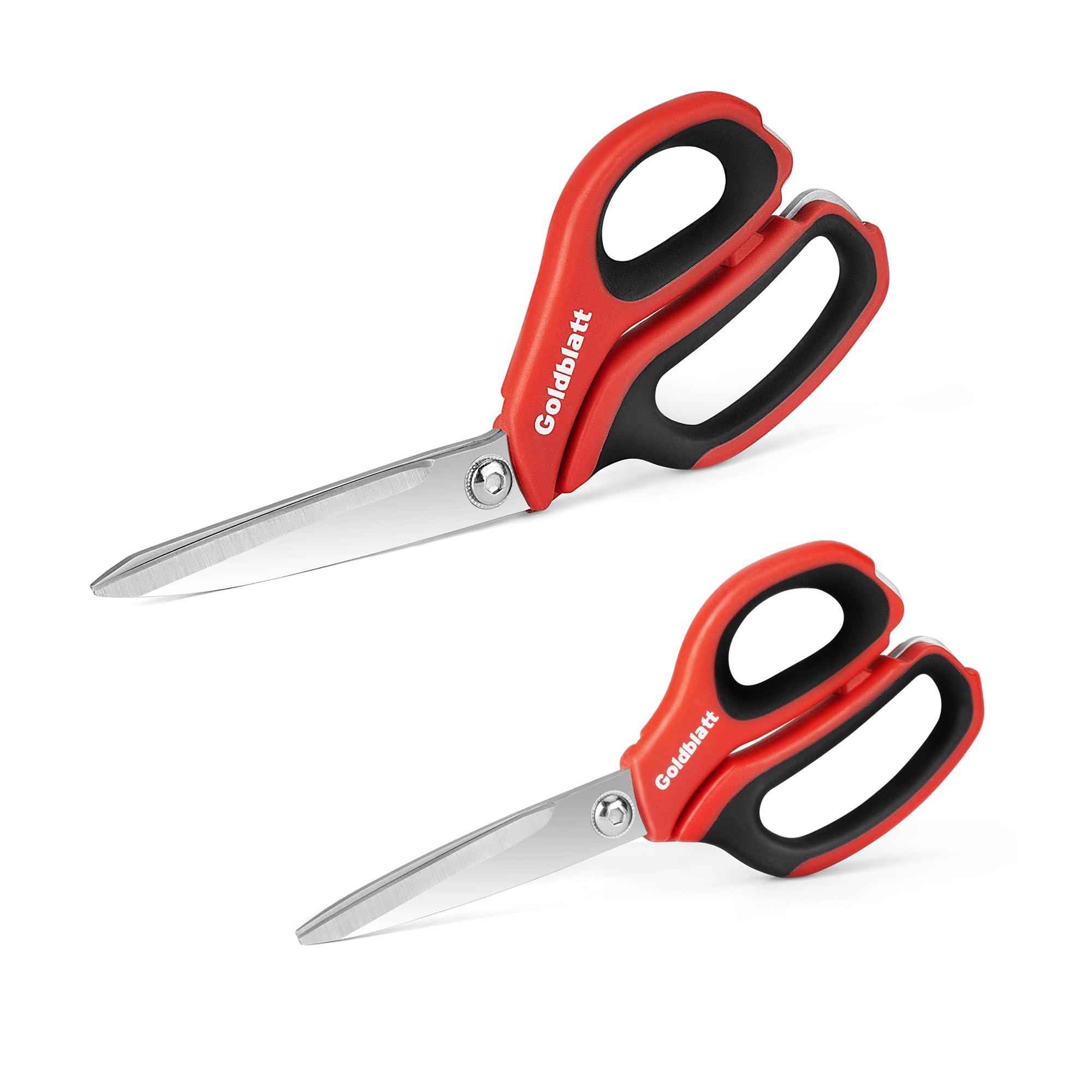 Goldblatt 2PCS Scissors Heavy Duty, 8-inch and 10-inch Multipurpose Scissors, Stainless Steel Blade, Comfortable Handle, Shop Scissors Easy Cutting Cardboard, Leather, Fabric