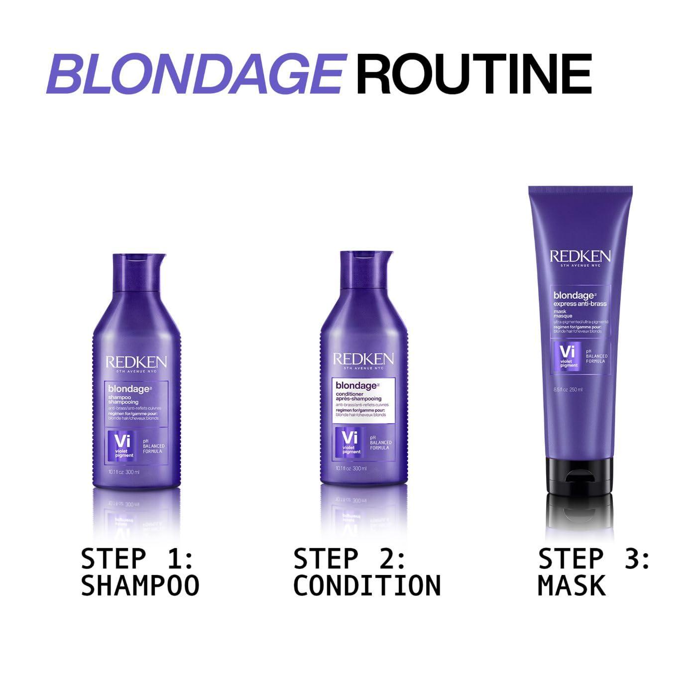 Redken Blondage Purple Shampoo and Conditioner Set For Blonde & Highlighted Hair - Neutralizes Brass & Moisturizes Hair With Pure Violet Pigments, Color Depositing, 10.1 Fl Oz (Pack of 2) - Image 7