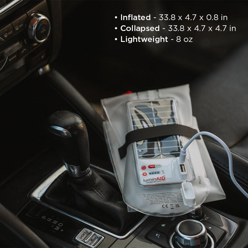 LuminAID Solar Beam with Phone Charger - Shatterproof & Waterproof Inflatable Tube Lantern with 300 Lumens of Bright LED - Perfect for Camping, Backpacking, Hiking, Emergency - Image 4