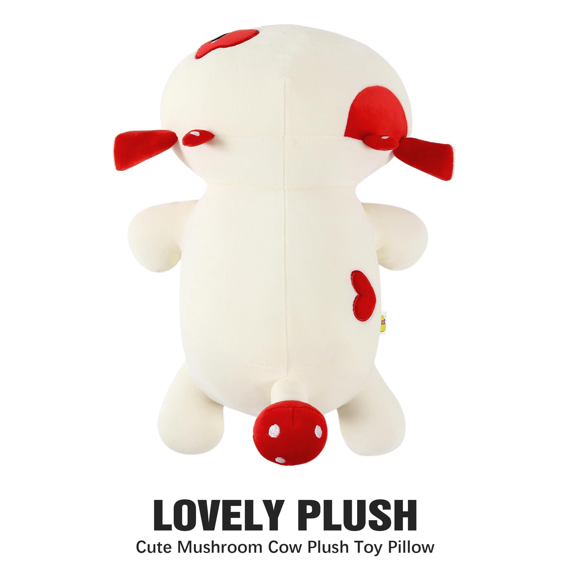 Onsoyours Cute Cow Plushie, Soft Stuffed Mushroom Love Cow Squishy Plush Animal Toy Pillow Gift for Kids (Red Mushroom Cow, 12") - Image 7