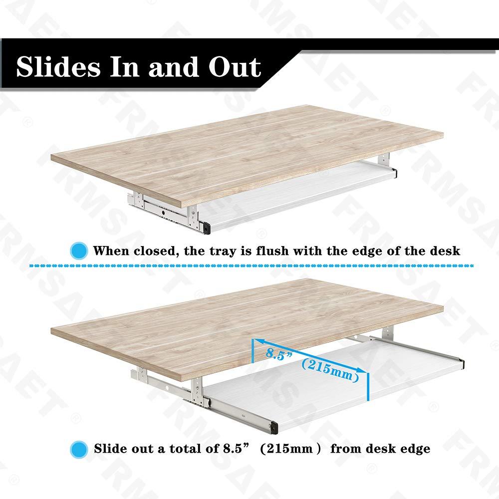 FRMSAET Furniture Accessories Office Product Suits Hardware 20/24/30 inches Keyboard Drawer Tray Wood Holder Under Desk Adjustable Height Platform. (30 inches, White) - Image 4