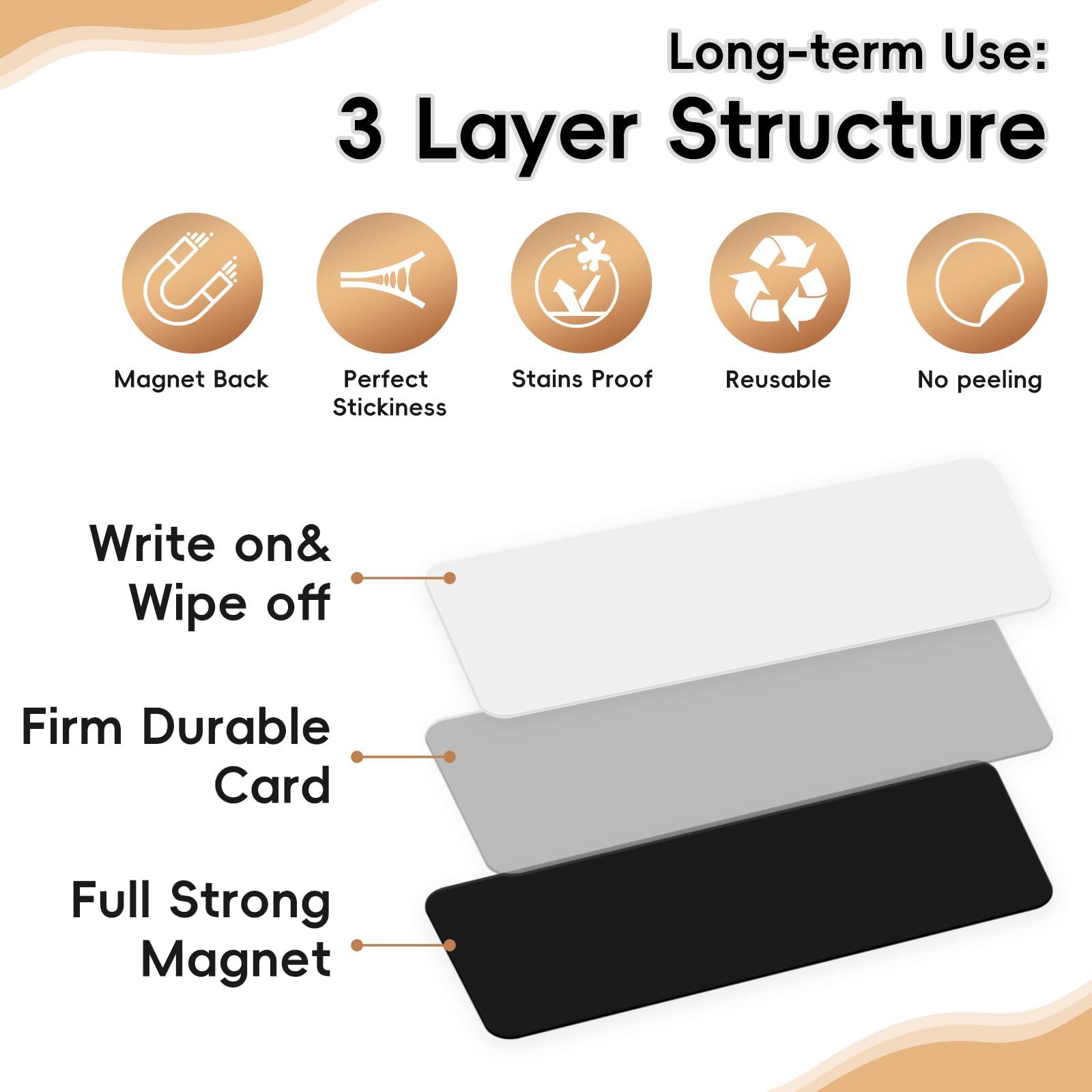 48 Pieces White Magnetic Dry Erase Labels,Real Reusable Strips for Classroom Home Office Garage Refrigerator Blank Writable Erasable Cards Colored Border Name Tags Students Locker Shelf - Image 5