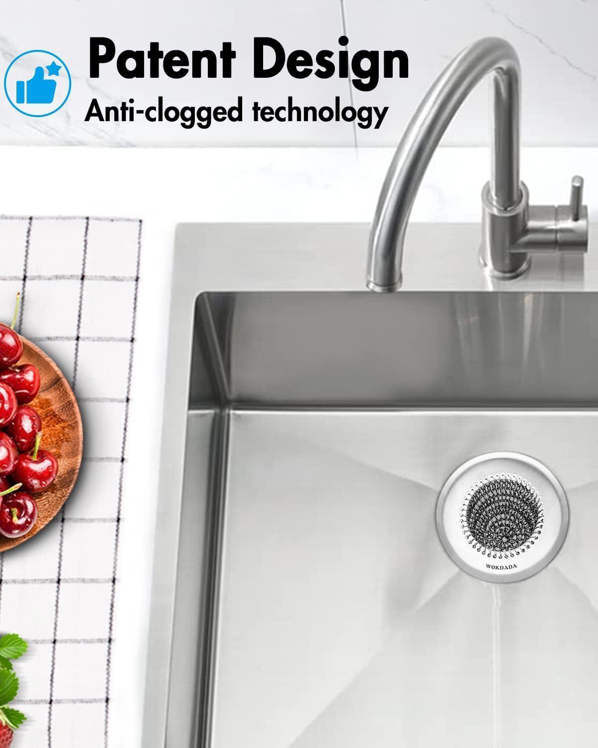Wokdada Revolutionary Sink Strainer/ Patented Reversible Chain Mesh, Effortless Cleaning & Debris Catcher, Large Capacity, No Clog, 304 Stainless Steel & Rust-Proof - Image 9