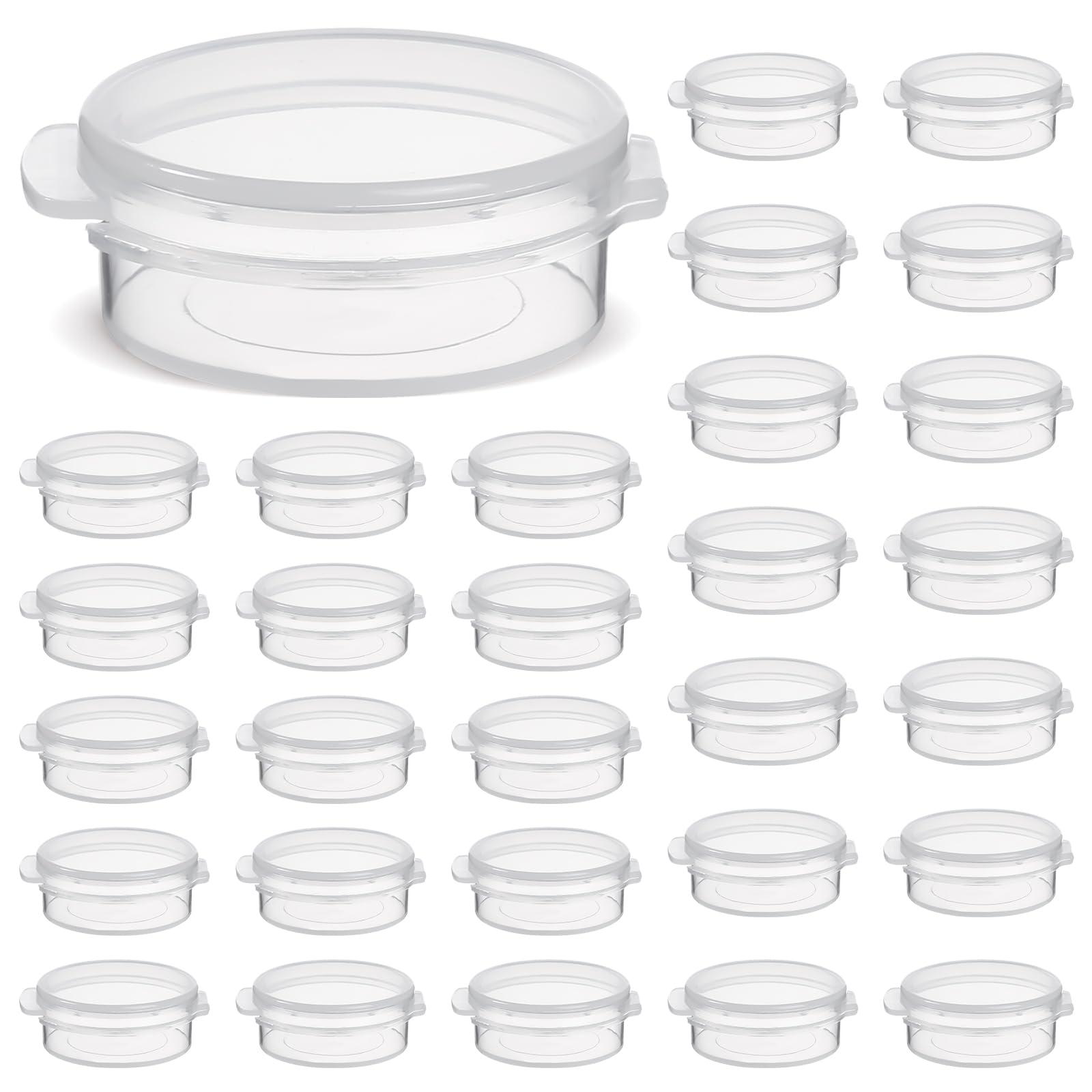 Liobelon 30 Pack 10g/0.34oz Clear Plastic Sample Jars with Snap Lids, Mini Travel-Size Cosmetic Containers for Cream, Skincare, Powder, Jewelry