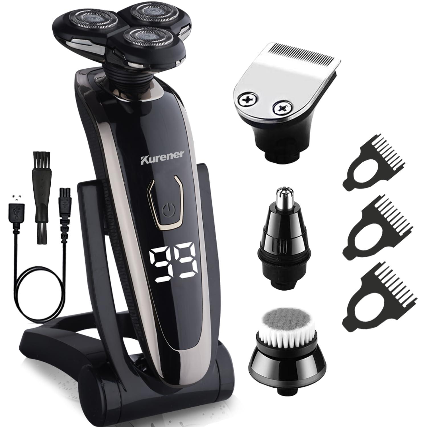 Electric Razor for Men Shaver Rechargeable Waterproof Rotary for Shaving with Nose Trimmer Sideburns Trimmer Face Cleaning Brush - Image 7