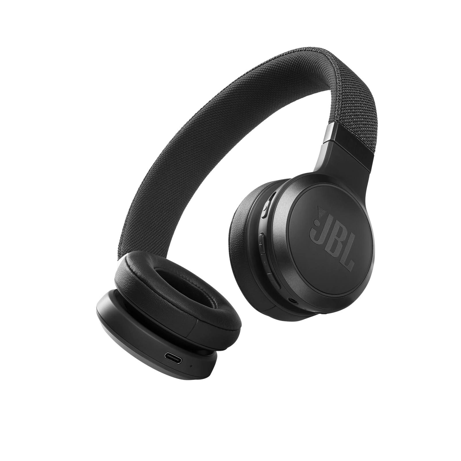 JBL Live 460NC wireless on-ear Noise Cancelling headphones with 50H battery, microphone for calls, lightweight and comfortable, and Alexa Built-in (Optimized for Android), iOS compatible (Black)