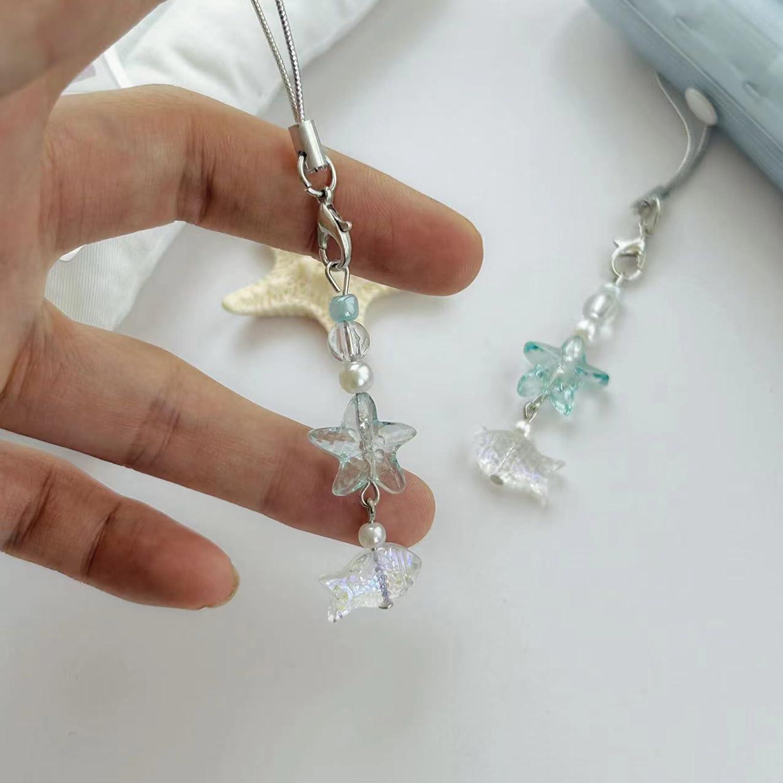 Ywmsfl Glass Sea Star Fish Phone Charm Colorful Beaded Keychain Pendant Accessory Stylish Smartphone Chain For Women Girls - Image 6