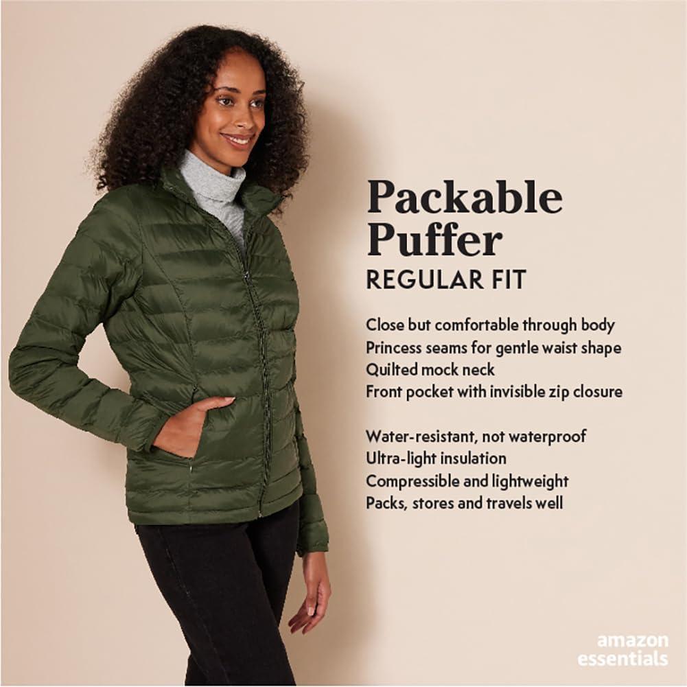 Amazon Essentials Women's Lightweight Long-Sleeve Water-Resistant Packable Puffer Jacket (Available in Plus Size) - Image 2