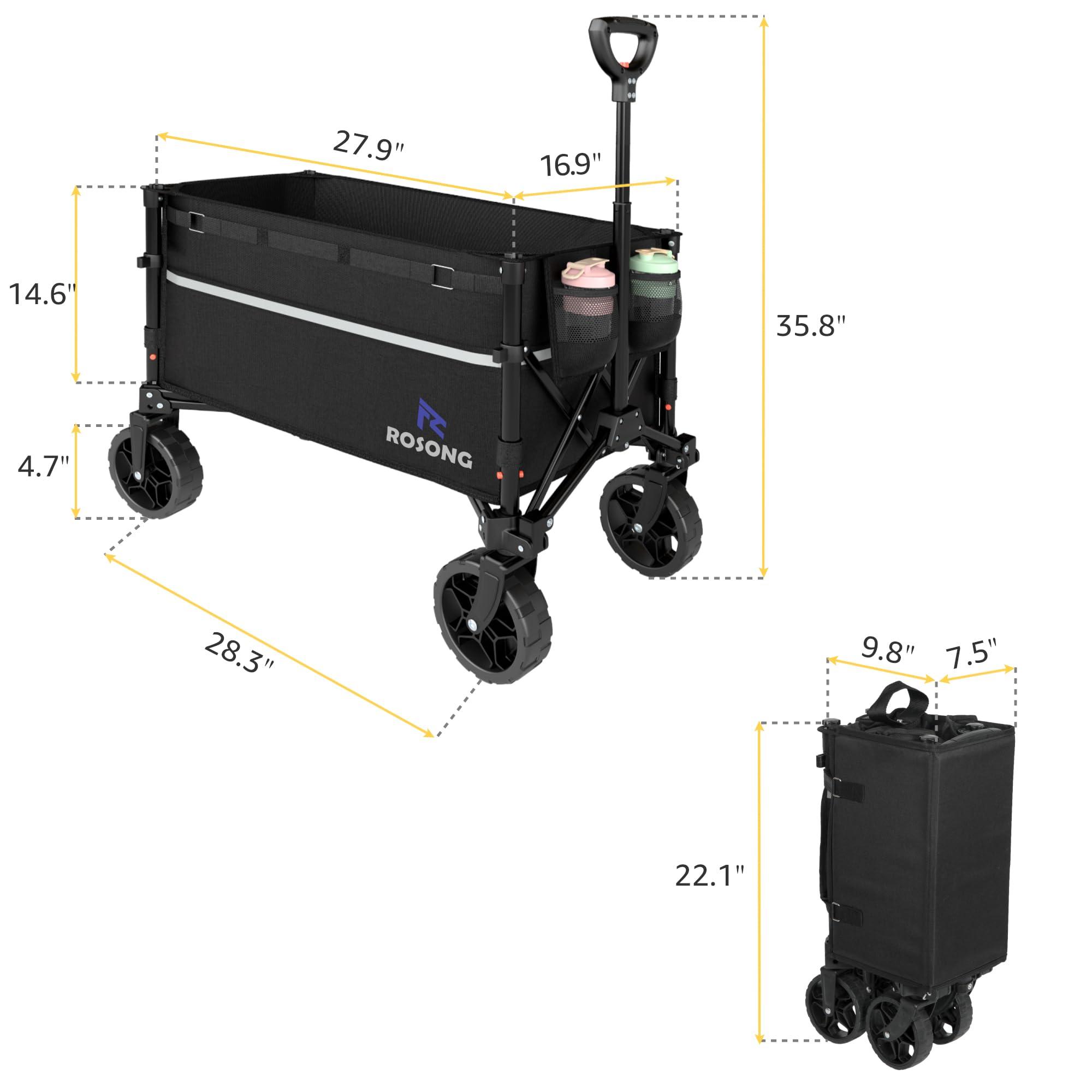 ROSONG Collapsible Wagon Cart with Wheels Foldable - Folding Utility Heavy Duty Wagons Carts for Grocery Sports Garden Shopping Camping - Image 2