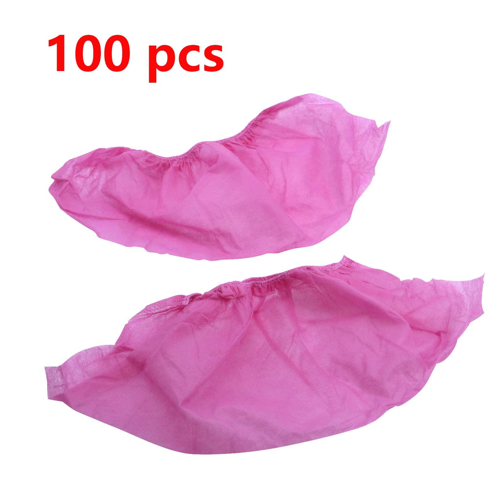 Antrader 100 Pieces Disposable Shoe Covers Floor the Size Fits All Overshoes Indoor Shoes Covers For Ladies and Mens Pink - Image 3
