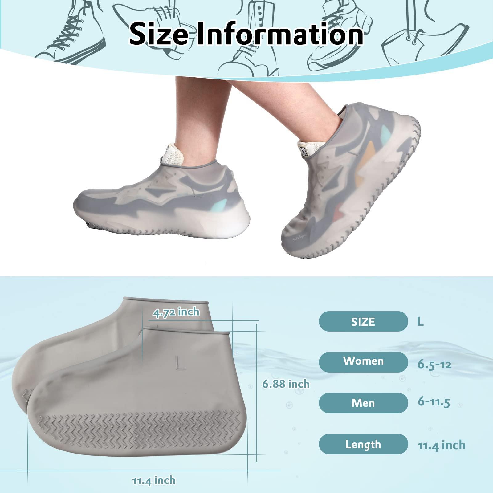 3 Pairs Silicone Shoes Covers Rain Waterproof Reusable Boots Cover Non Slip Overshoes Unisex Protector Indoor Multi Use Black White Gray, Fits up to 6. 5-11. 5 Us Men and 6. 5-12 Us Women Size(Large) - Image 2