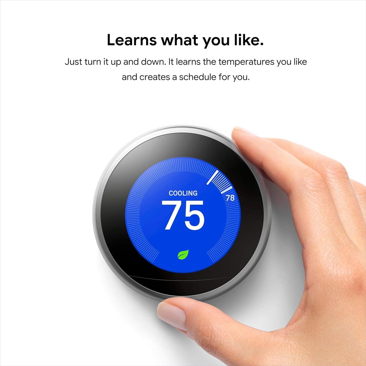 Google Nest Learning Thermostat - 3rd Gen - Programmable Smart Thermostat for Home - Compatible with Alexa (White) - Image 5