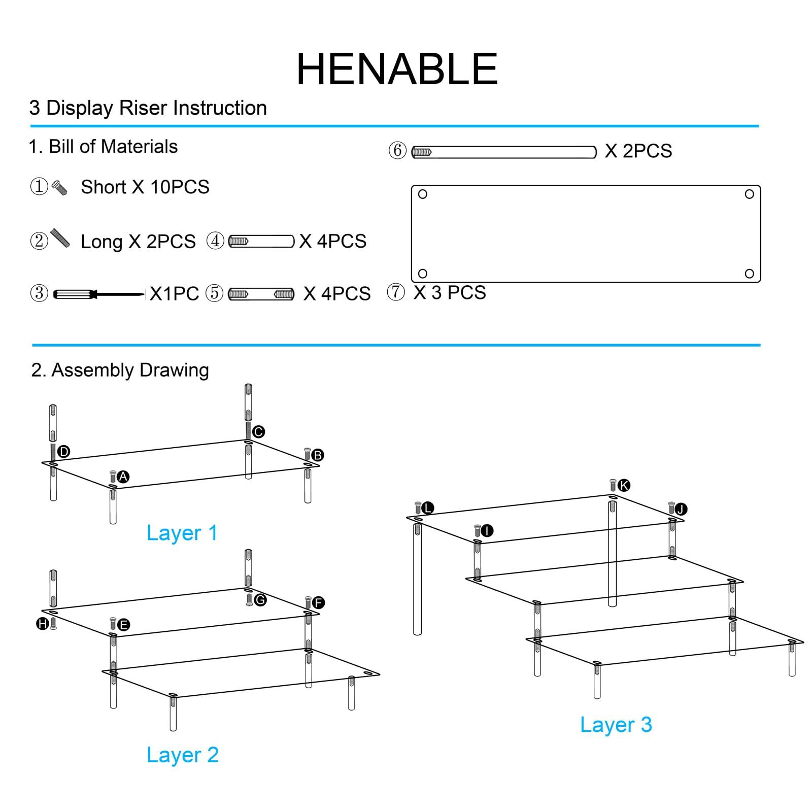 HENABLE Large Acrylic Display Risers, Perfume Stand Organizer, Clear Acrylic Shelf Risers for Display Stands for Food, Tabletop Use, Amiibo Funko POP Figure, 3 Tier Clear Cupcake Stand Risers - Image 6