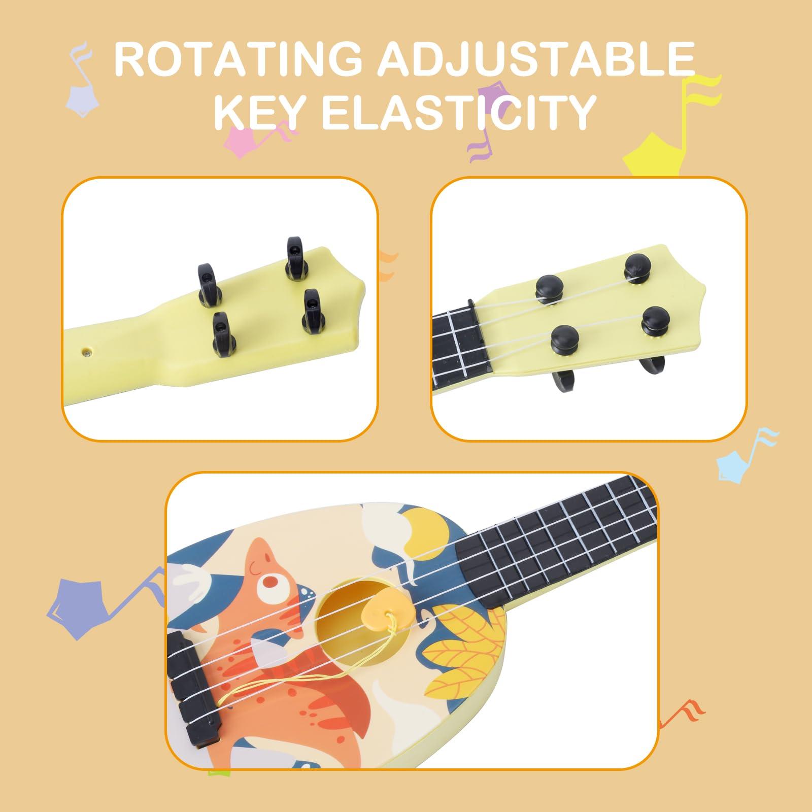 YOLOPLUS+ Kids Toy Ukulele, Kids Guitar Musical Toy,17 Inch 4 Steel Strings, with Pick, Kids Play Early Educational Learning Musical Instrument Gift for Preschool Children (17 inch Yellow Color) - Image 6