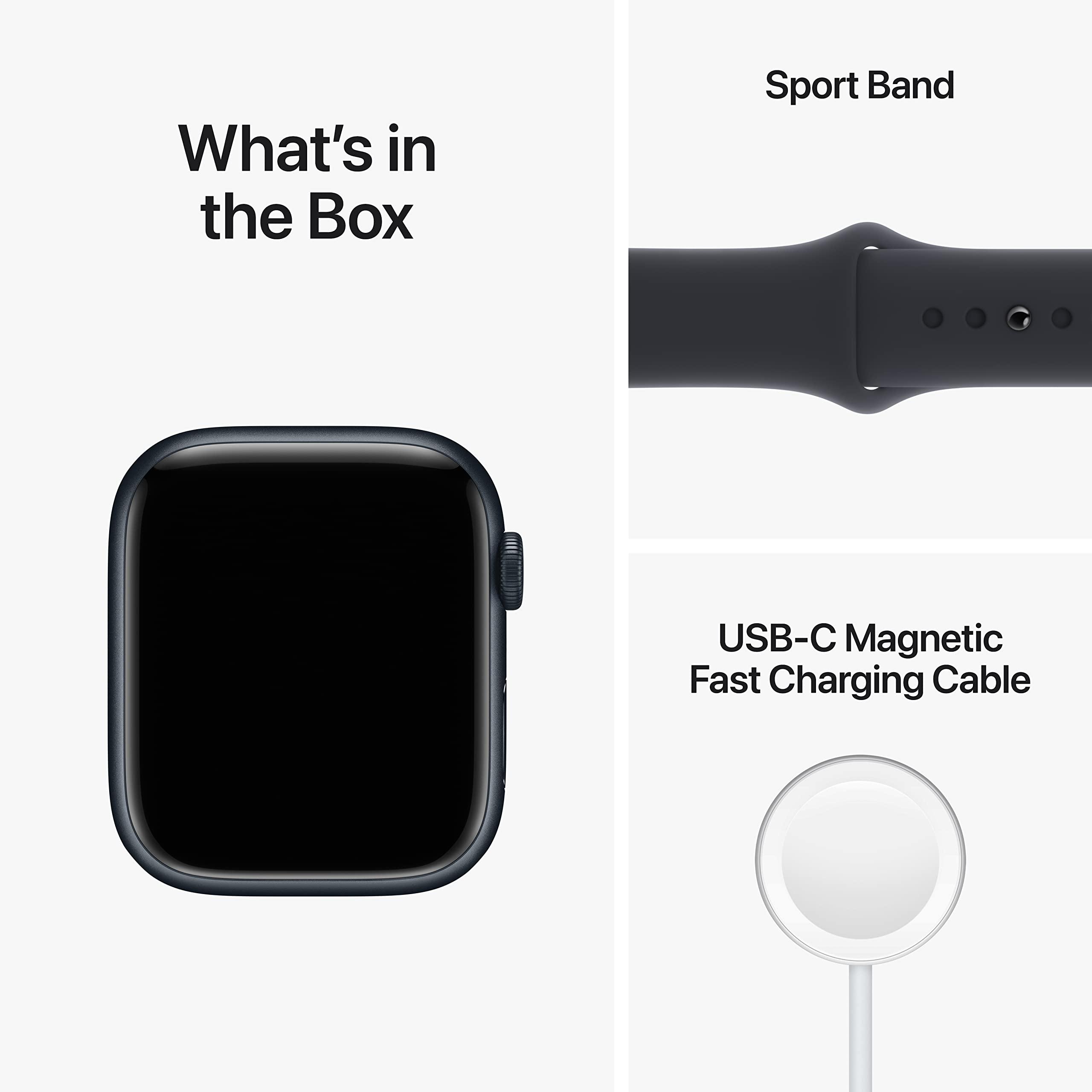 Apple Watch Series 8 [GPS, 45mm] - Midnight Aluminum Case with Midnight Sport Band, M/L (Renewed) - Image 6