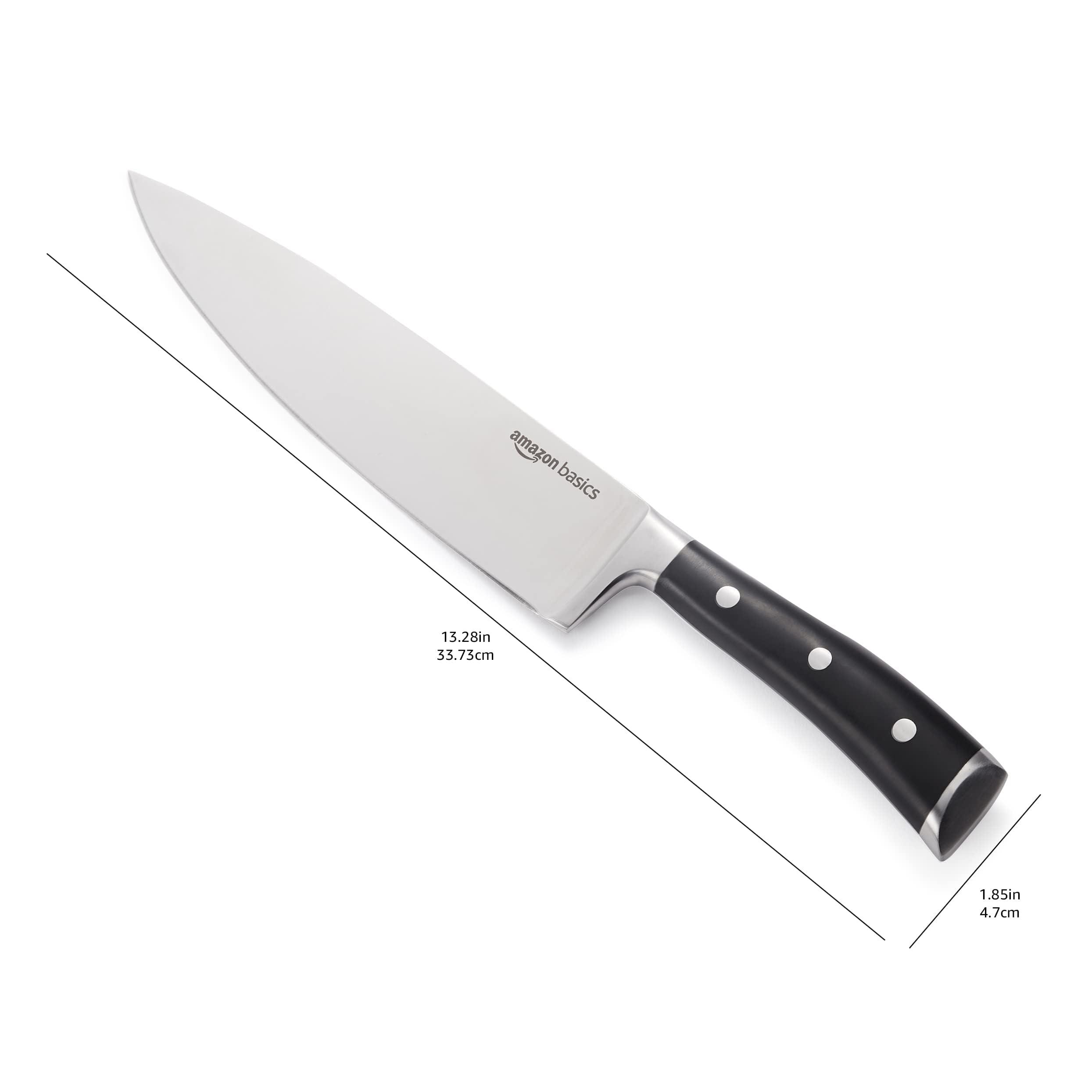 Amazon Basics Classic 8-inch Full Tang Stainless Steel Chef's Knife with Three Rivets, Silver - Image 2