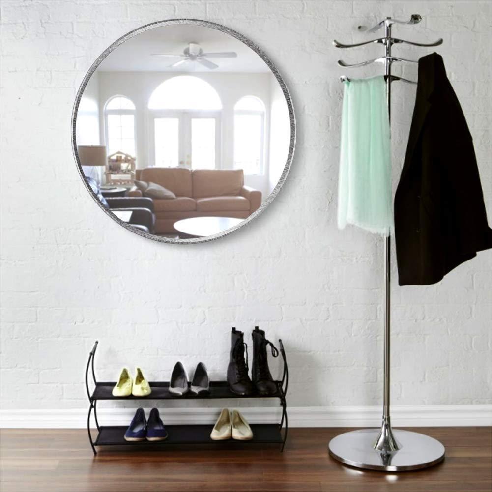 KAASUNES 30-Inch Circle Mirro Brushed Nickel Silver Wall Mounted Round Mirror, Glass Panel Circle Deep Set Design Stainless Steel Framed Mirror for Bathroom Vanity, Entryways, Living Rooms - Image 7