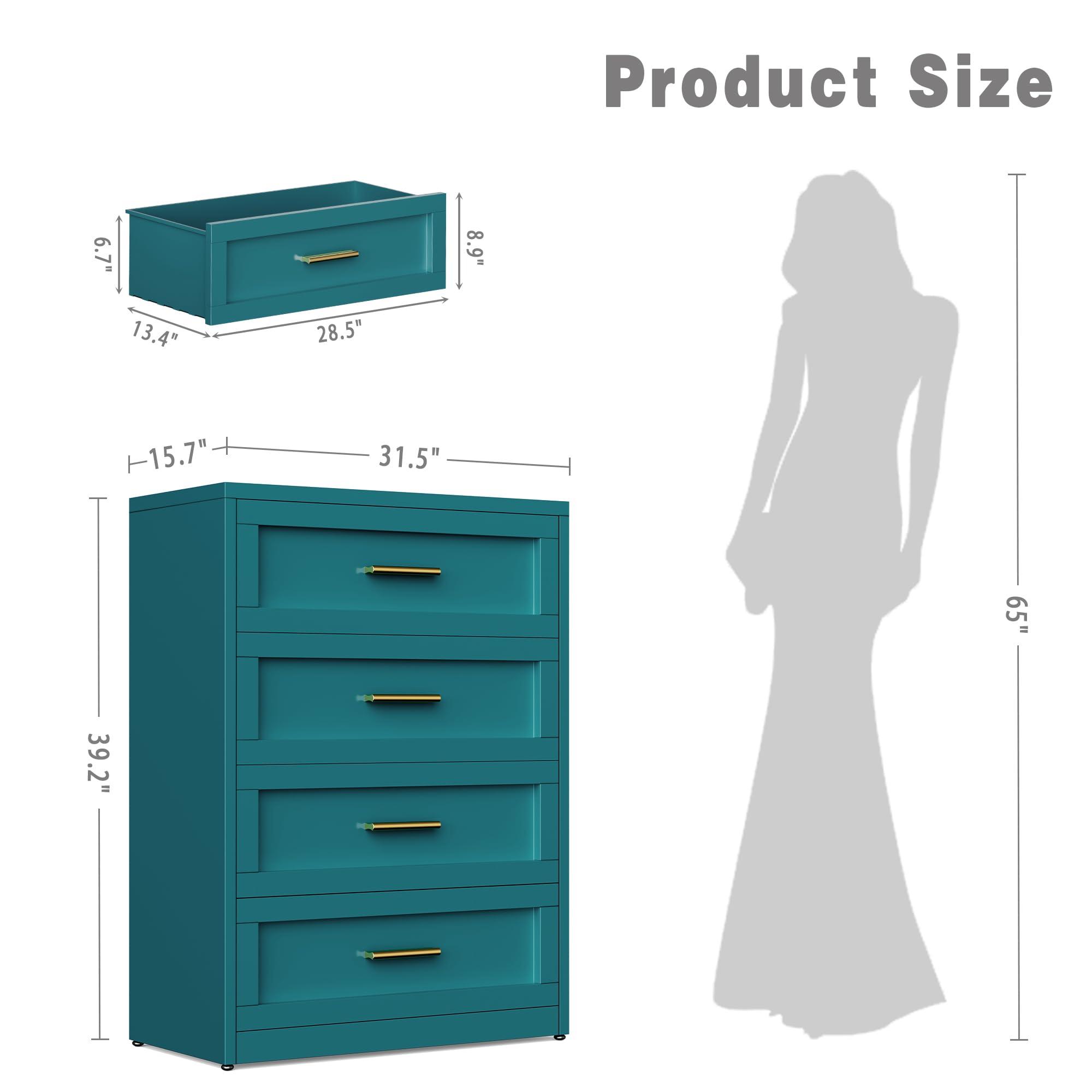 QINPTWUT Versatile 4-Drawer Dresser Cabinet - Waterproof, Rust-Proof, Easy Assembly for Bedroom, Office, Living Room, Entryway Furniture - Image 2