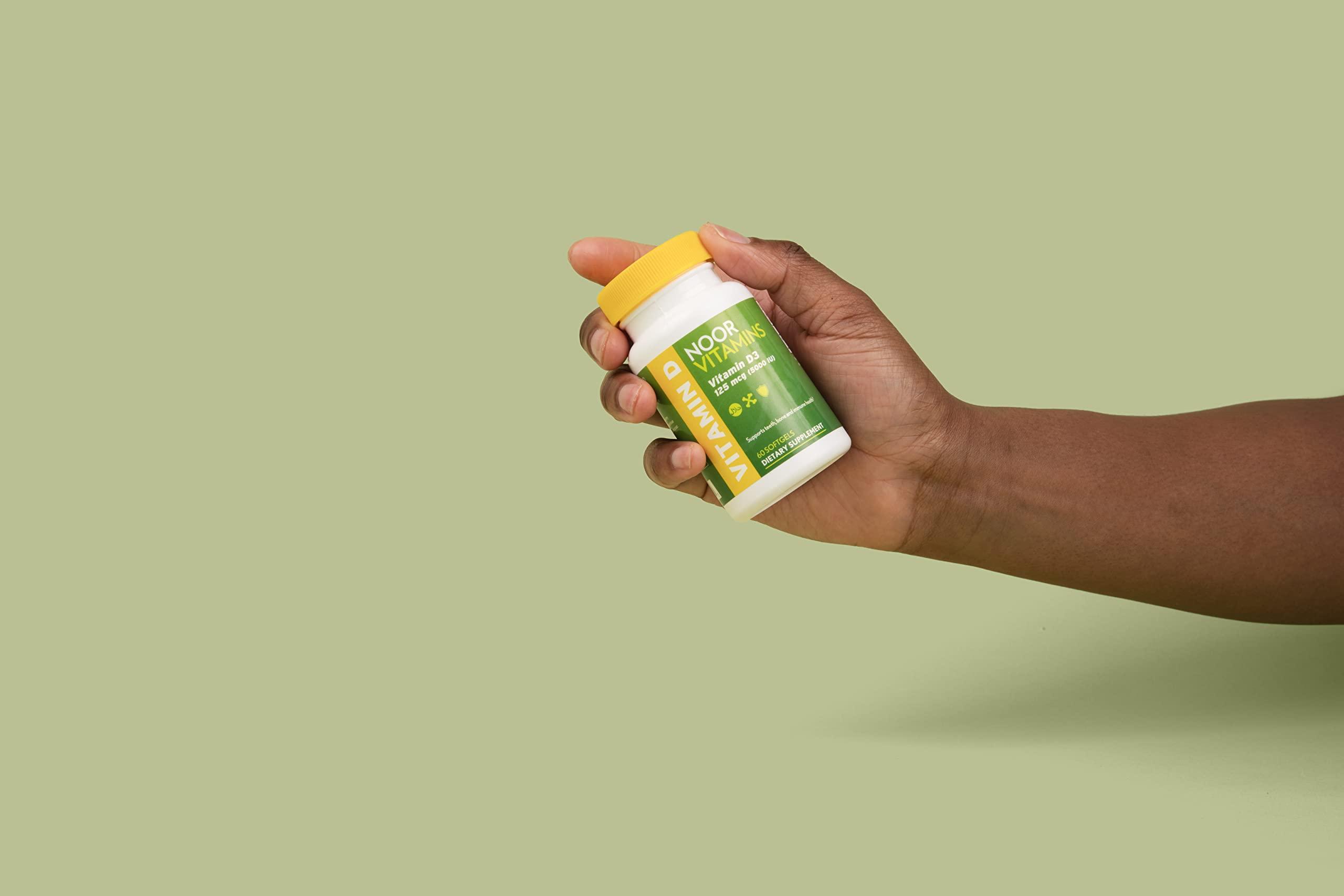 Noor Vitamins Halal Vitamin D, Halal Vitamin D3, 5000 IU Softgels, Supports Bone, Immune & Heart Health, from Safflower Oil to Maximize Absorption, Non-GMO, Gluten Free & Halal (60 Count)… - Image 9