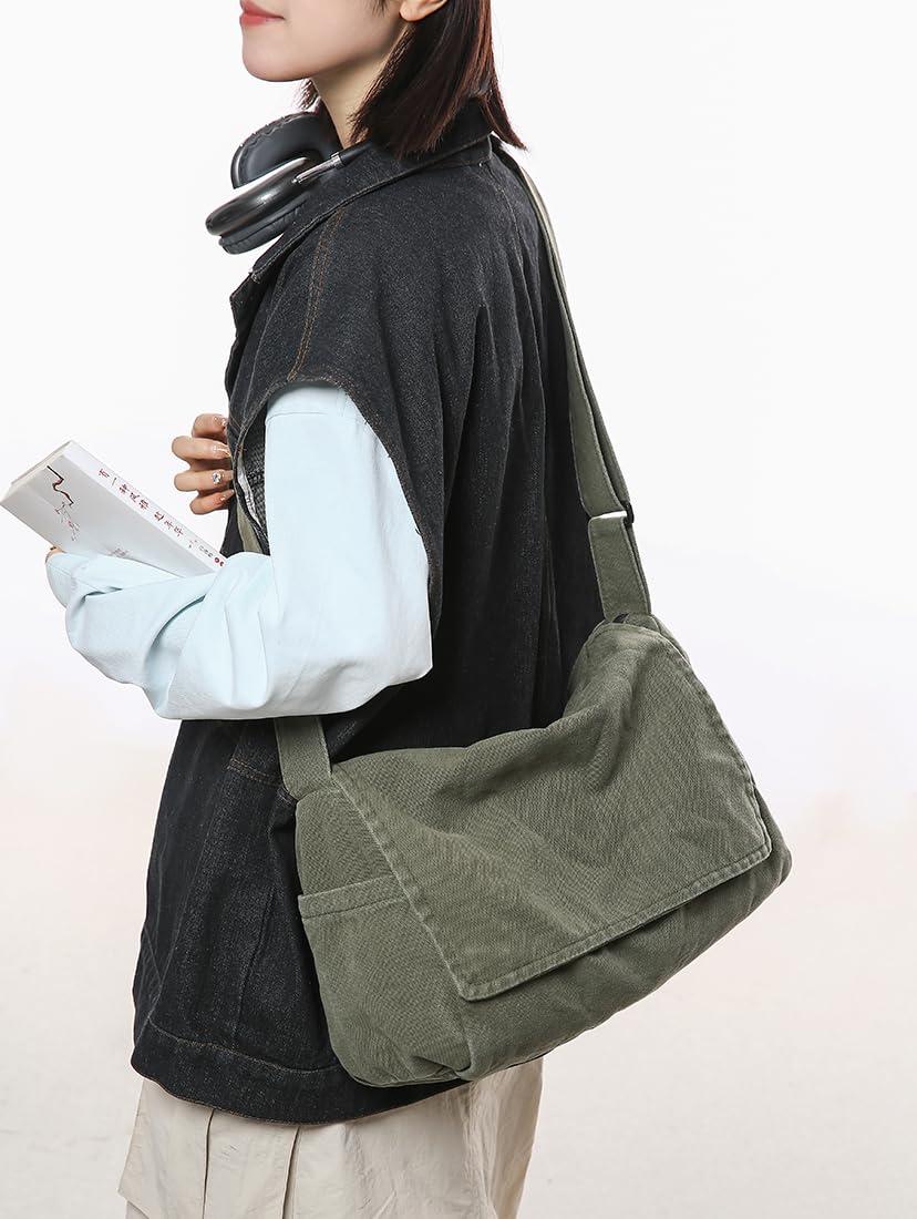Collsants Messenger Bag for Women Men Satchel Bag Canvas Crossbody Shoulder Bag Casual Sling Bag - Image 4