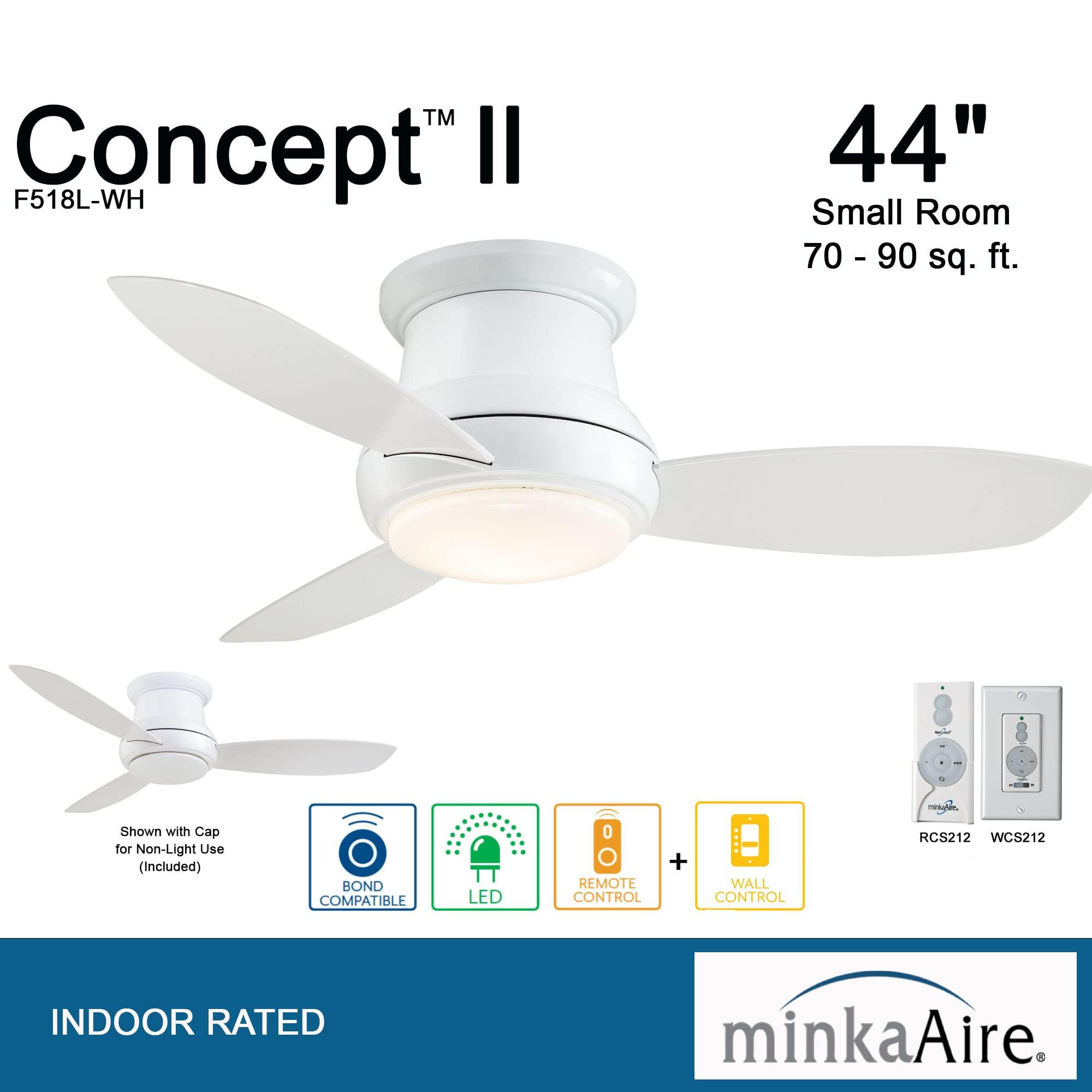 MINKA-AIRE F518L-WH, Concept II LED White Flush Mount 44" Ceiling Fan with Remote Control and Included Wall Control - Image 4