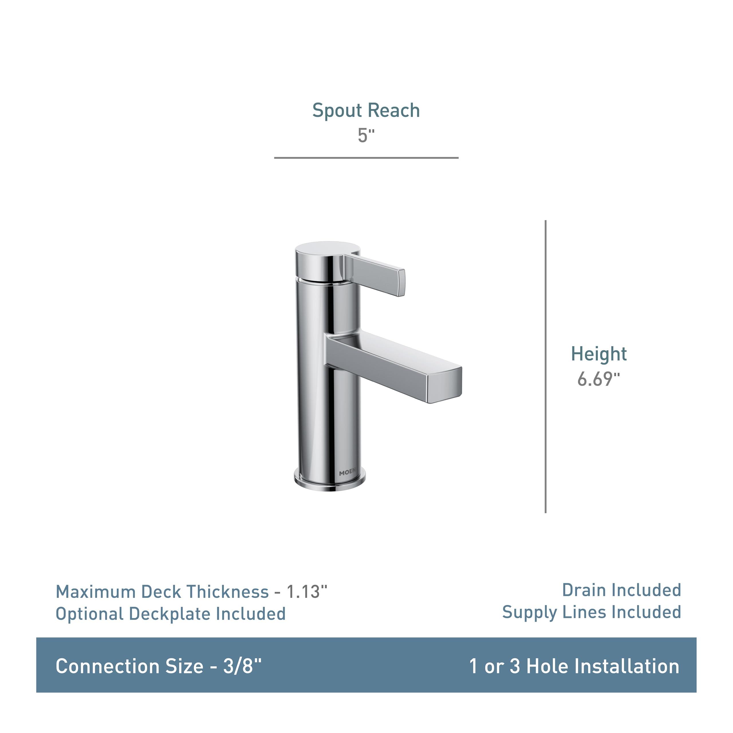 Moen Beric Spot Resist Nickel Modern One-Handle Single Hole Bathroom Faucet with Drain Assembly and Optional Deckplate for Your Bath Sink, 84774SRN - Image 3