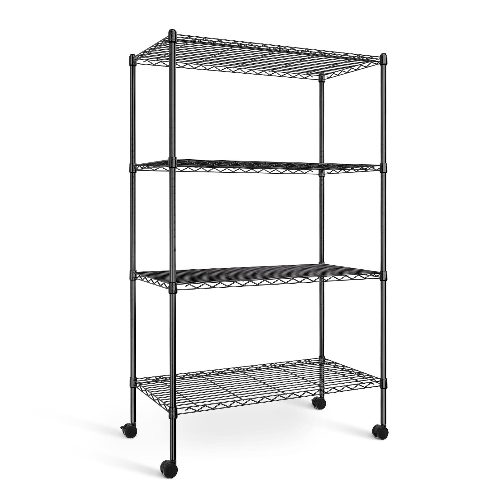 Simple Deluxe Heavy Duty 4-Shelf Storage Shelving Unit, 36" D x 14" W x 55.91" H Steel Organizer Wire Rack 1000Lb Capacity, Black