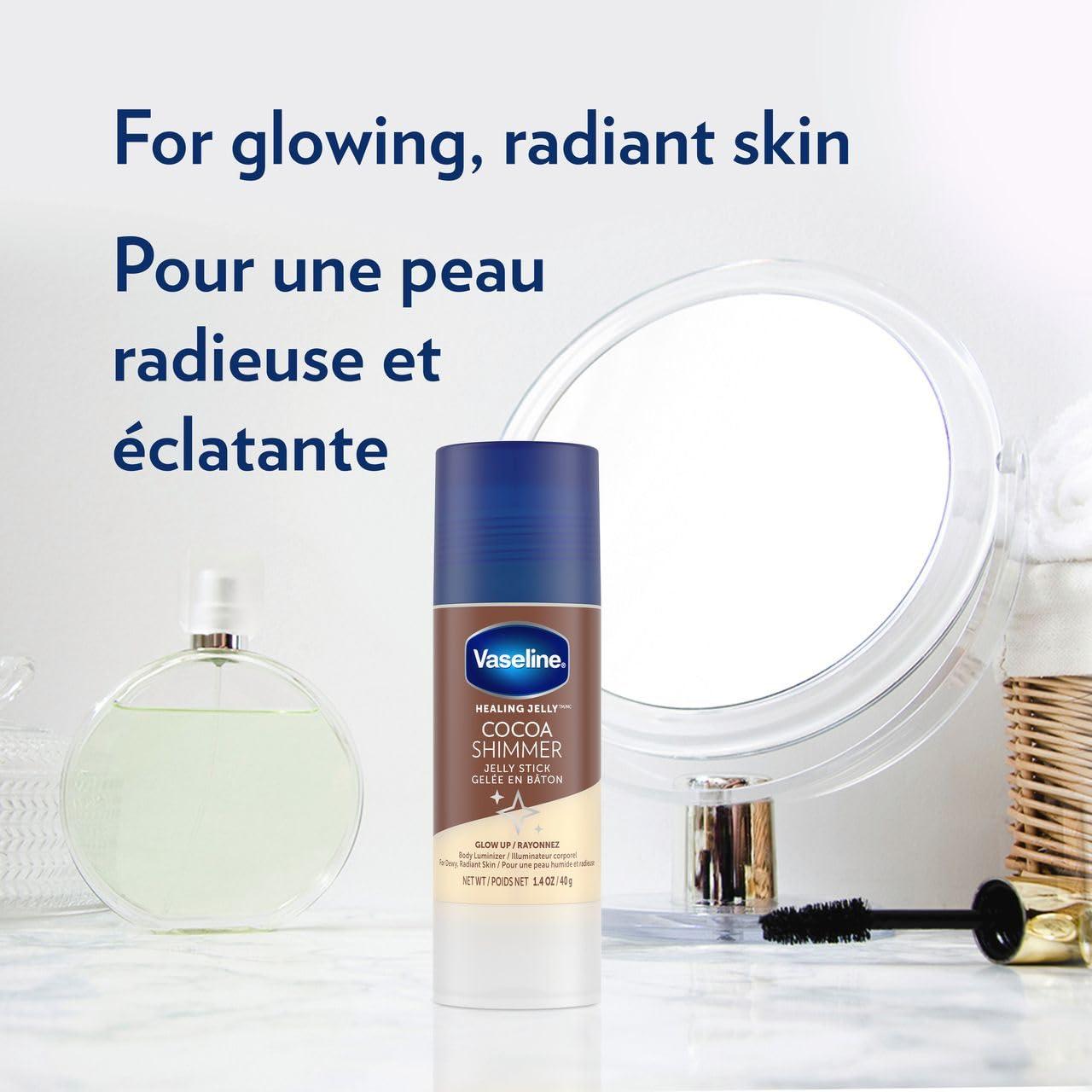 Vaseline Cocoa Shimmer Jelly Stick – Non-Greasy Moisturizer for Glowing Skin, Face & Body Lotion, Travel-Size, 1.4 Oz Ea, Pack of 3. - Image 7
