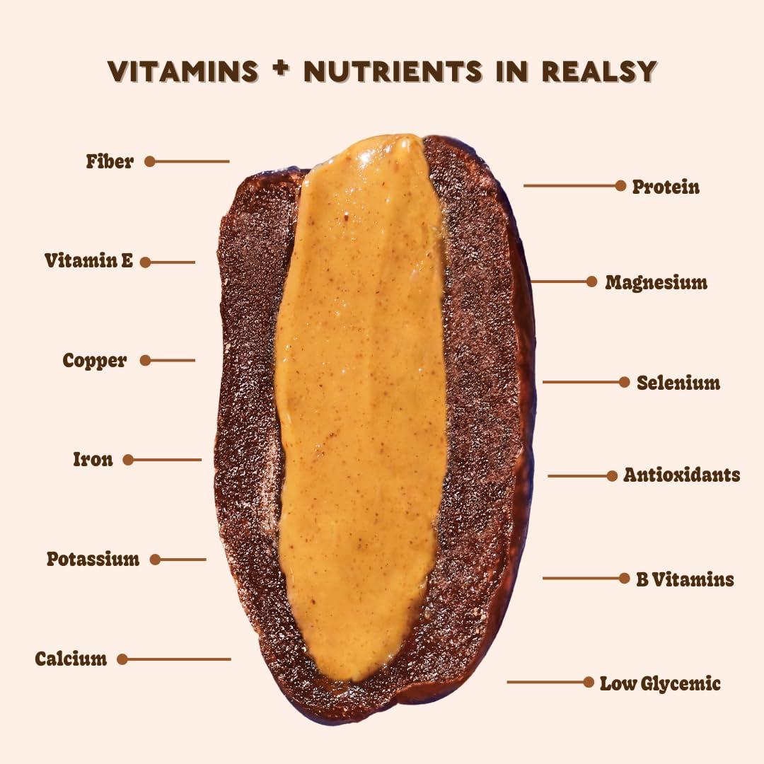 Realsy Filled Medjool Dates, Organic Dates with No Sugar Added, Gluten-Free, Vegan, All Natural Healthy Snack, Single Wrapped (40 ct) (Peanut Butter) - Image 7