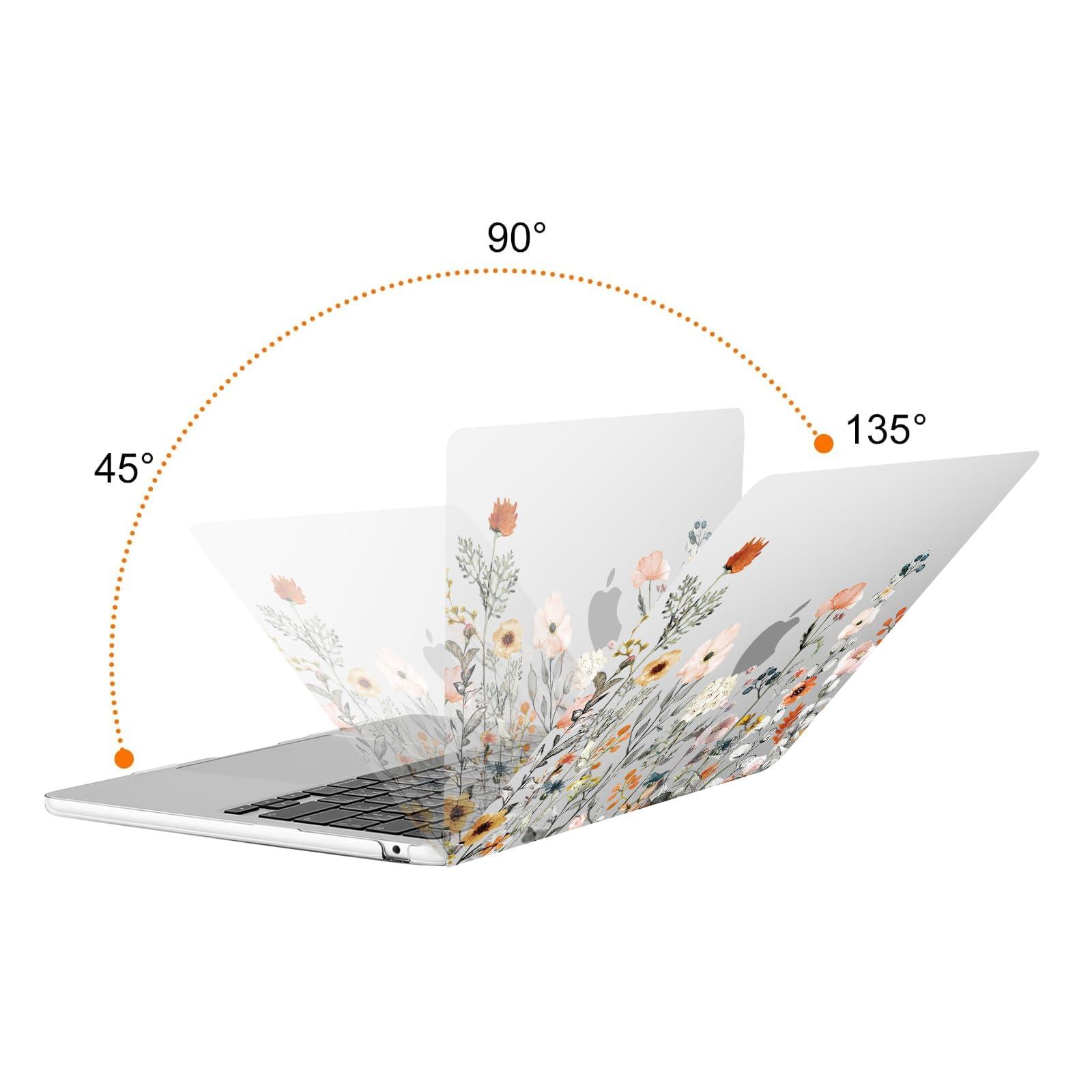 MOSISO Compatible with MacBook Air 13 inch Case 2025-2022 M4 A3240 M3 A3113 M2 A2681, Plastic Garden Flowers Hard Shell&Keyboard Cover&Screen Film Compatible with MacBook Air 13.6 inch, Transparent - Image 3