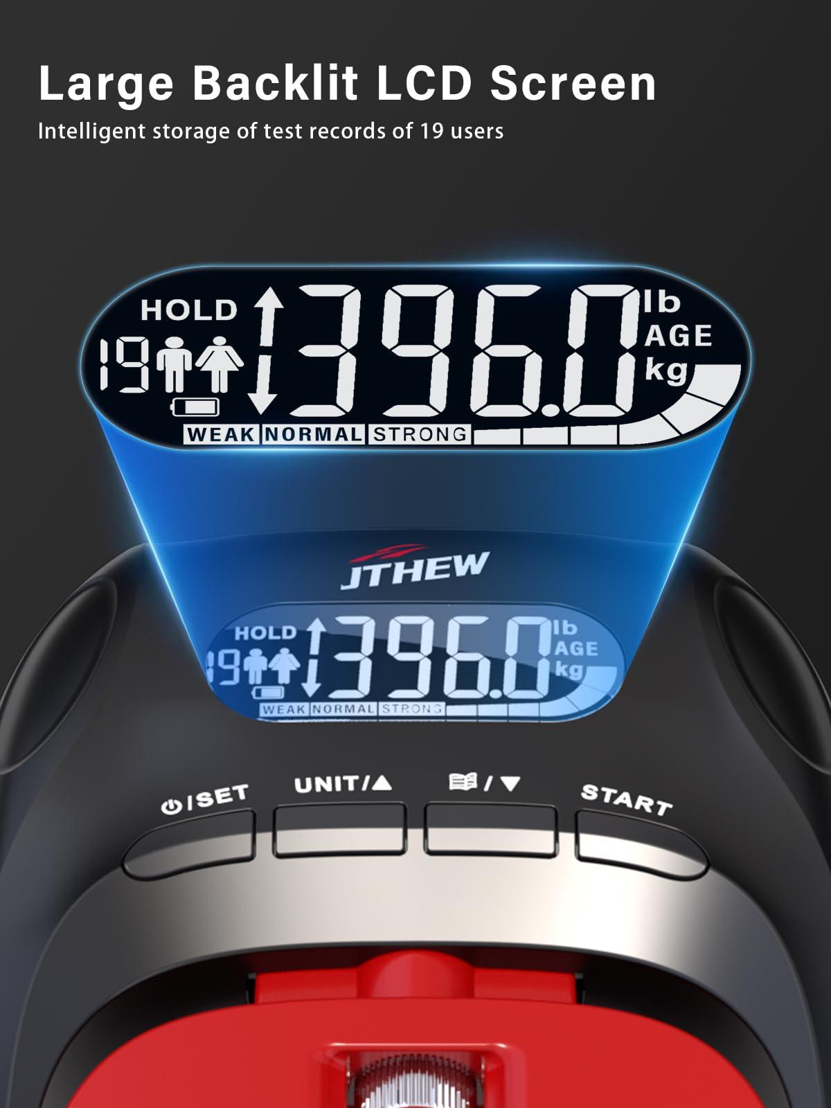 JTHEW Grip Strength Tester Trainer - Electronic Hand Dynamometer of 400lbs/180kg & Grip strengthener with Adjustable Resistance for Sports - Image 4