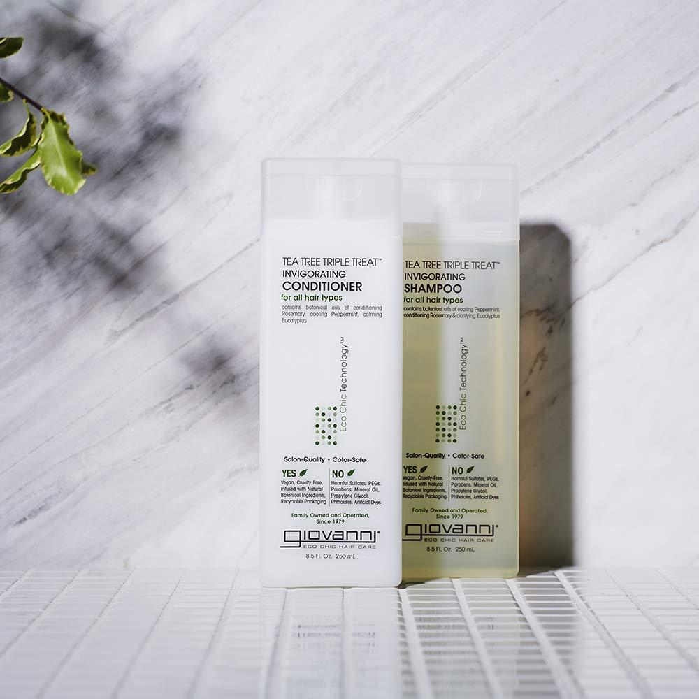 GIOVANNI Tea Tree Triple Treat Invigorating Conditioner, 8.5 oz. - Cooling Peppermint, Eucalyptus, Rosemary, Helps Dry Flaking Scalp, Lauryl and Laureth Sulfate Free, Paraben Free - Image 4